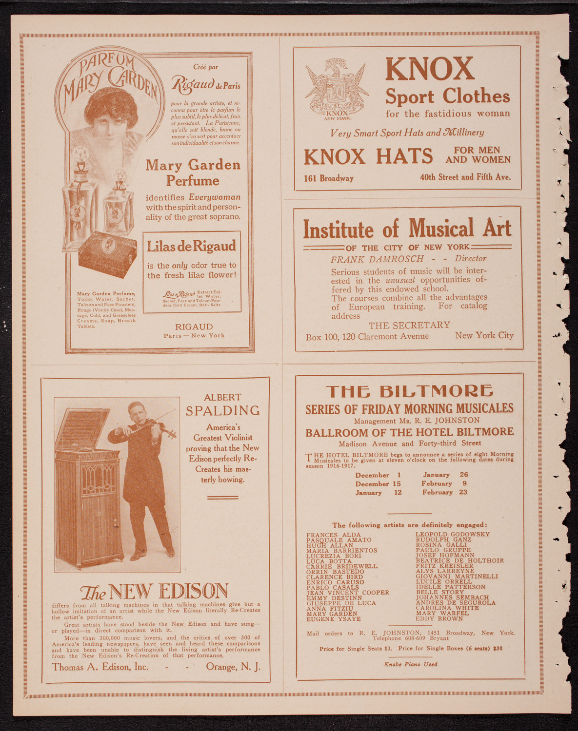 Home Symphony Concert: New York Philharmonic, November 29, 1916, program page 2