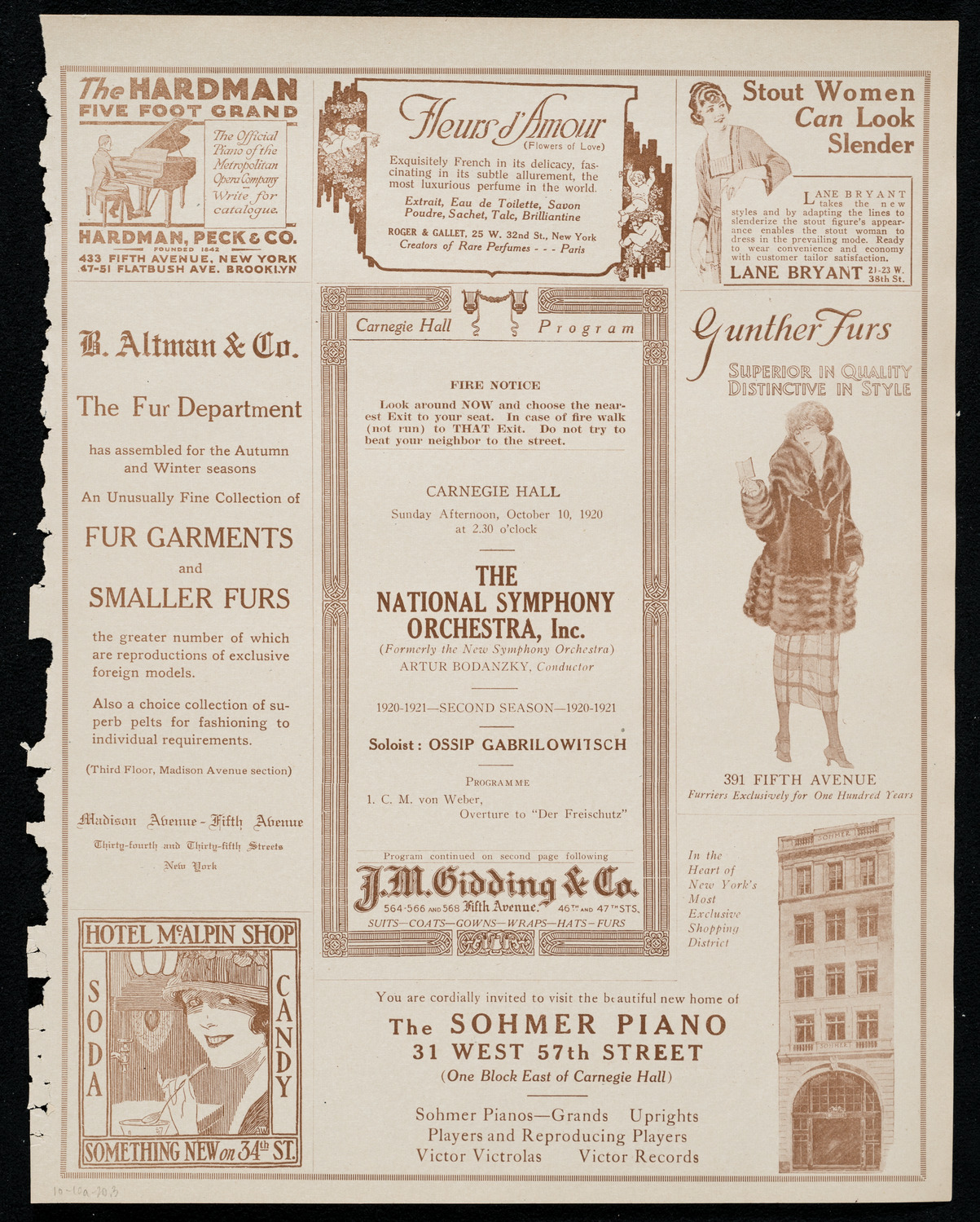 National Symphony Orchestra, October 10, 1920, program page 5