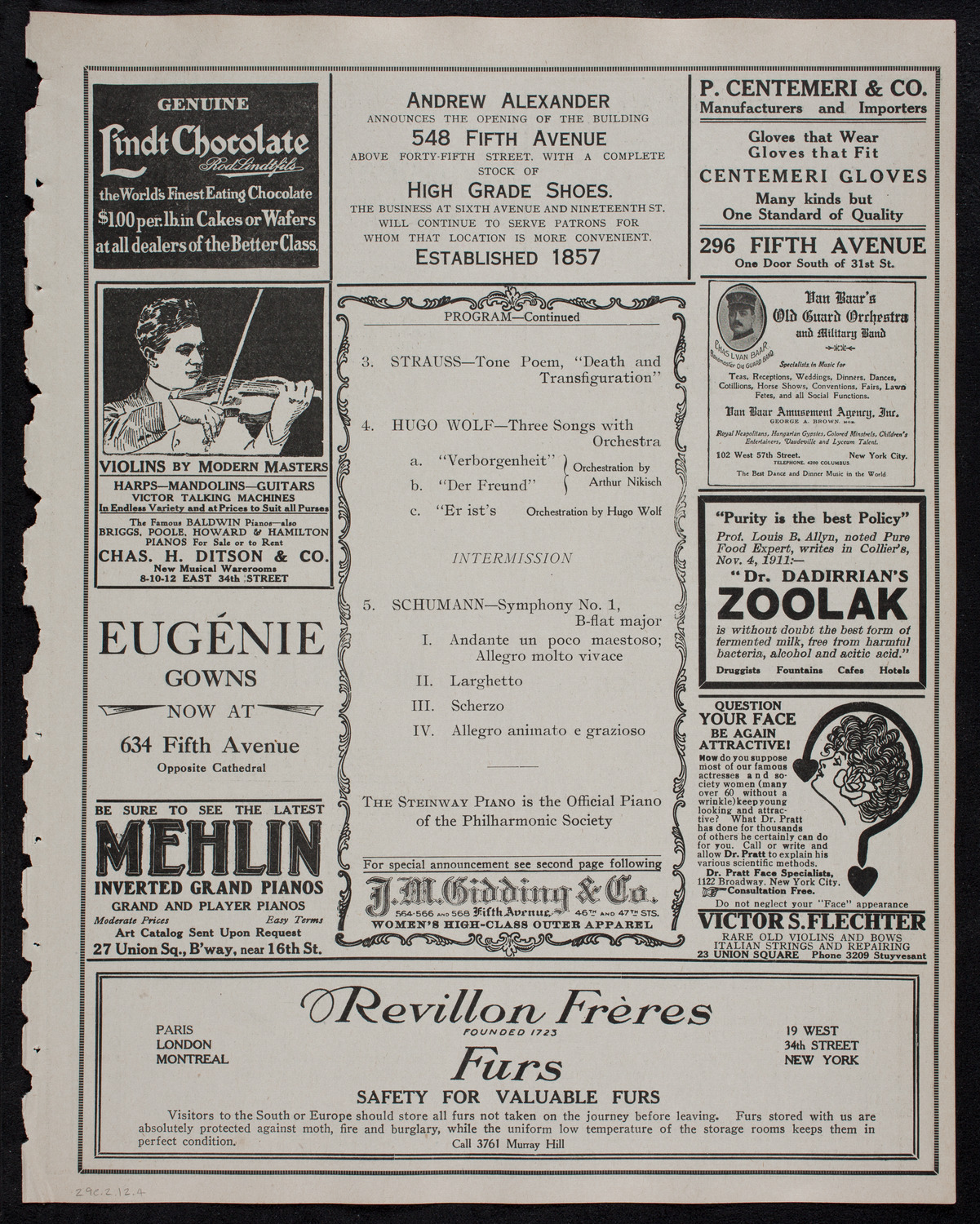 New York Philharmonic, February 29, 1912, program page 7