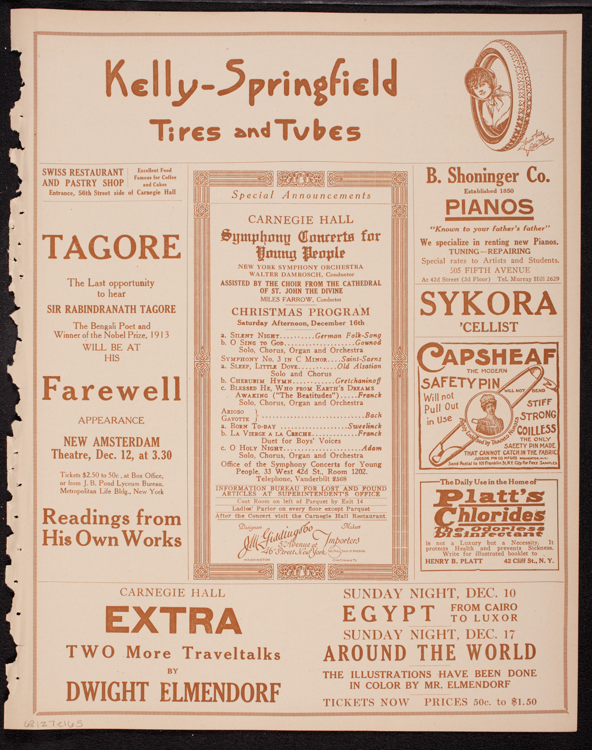 New York Philharmonic, December 7, 1916, program page 9