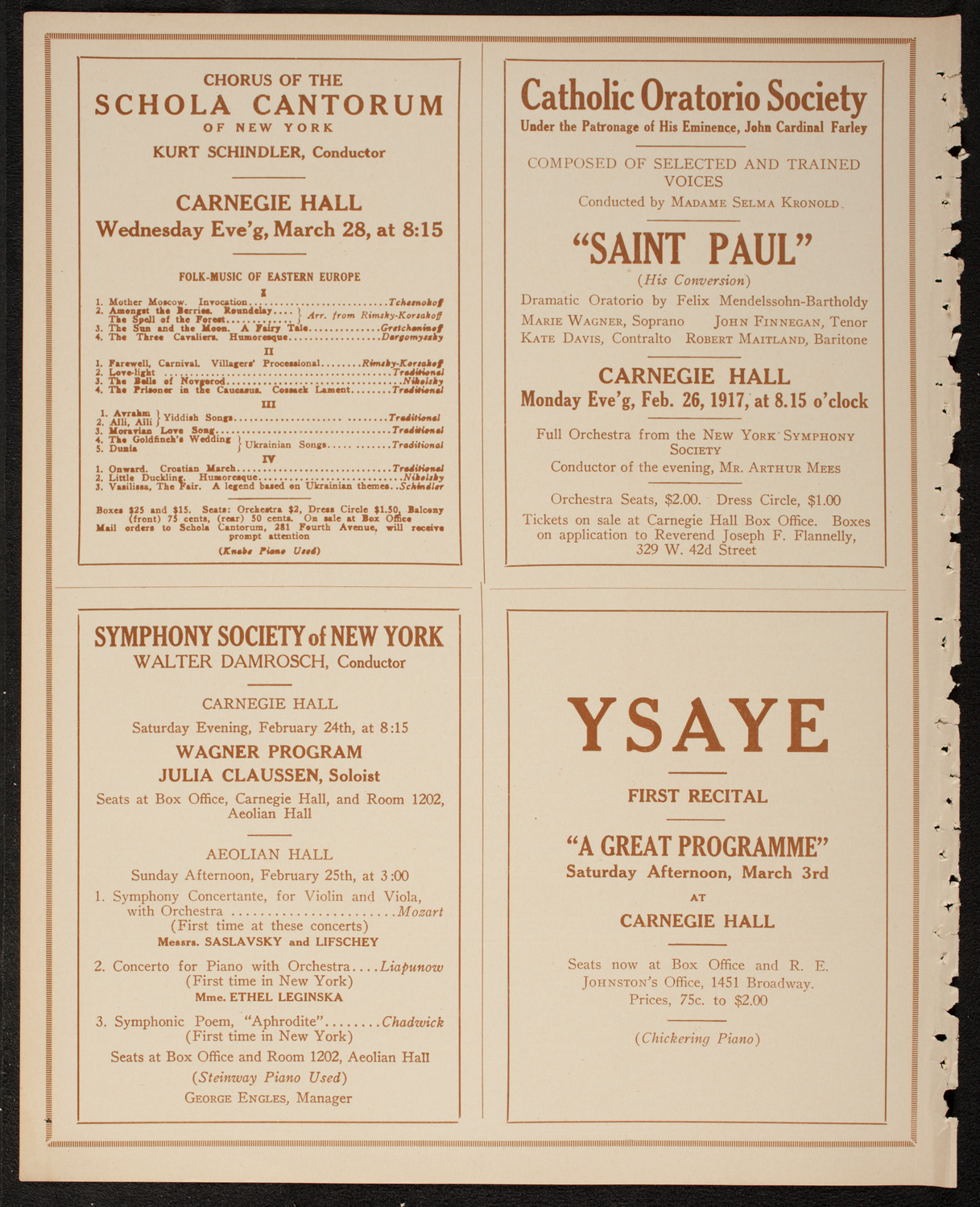 New York Philharmonic, February 22, 1917, program page 8