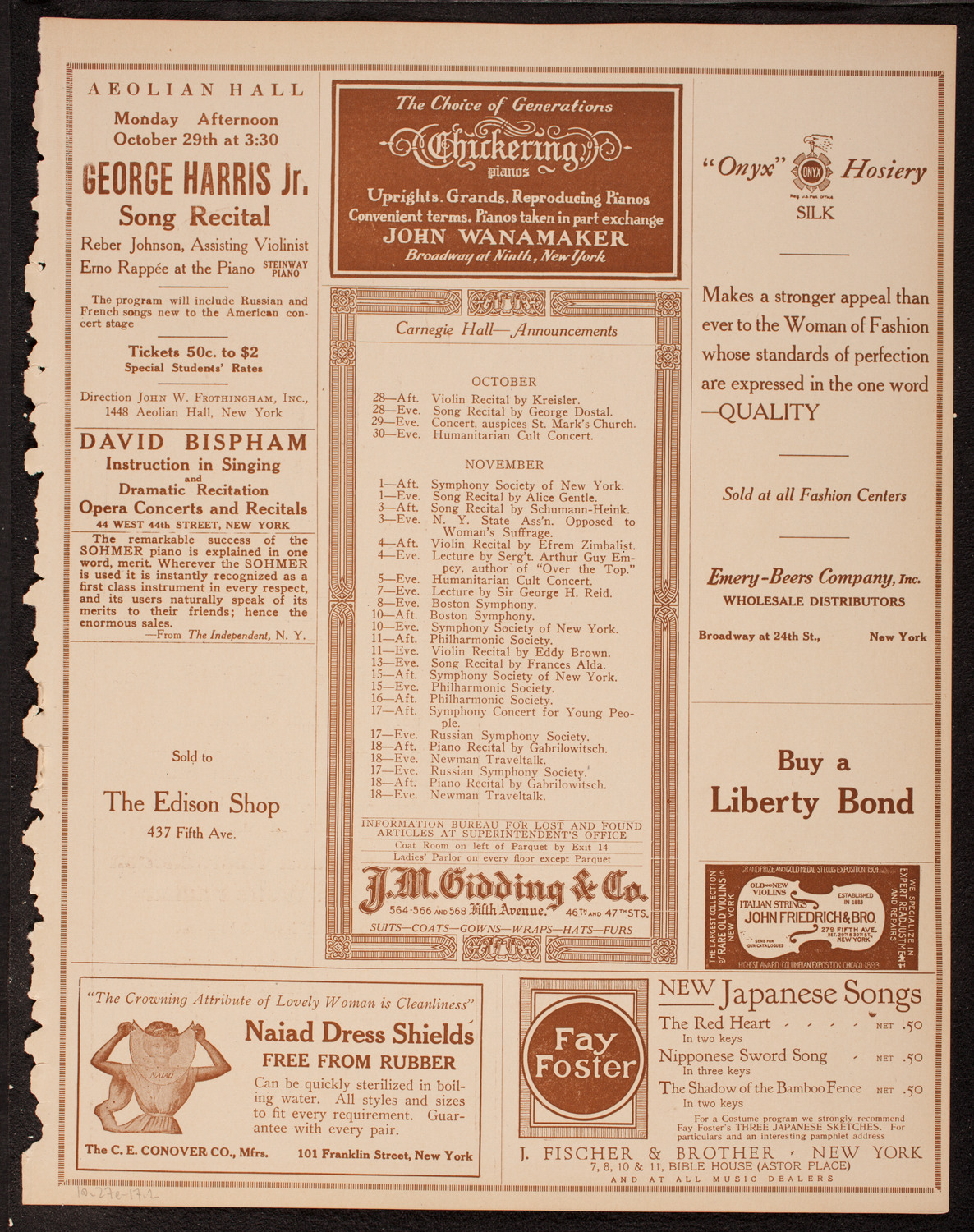 New York Symphony Orchestra, October 27, 1917, program page 3