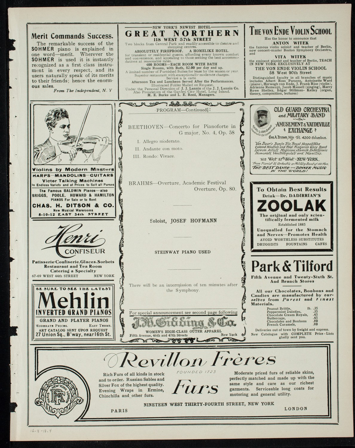 Boston Symphony Orchestra, December 8, 1910, program page 7