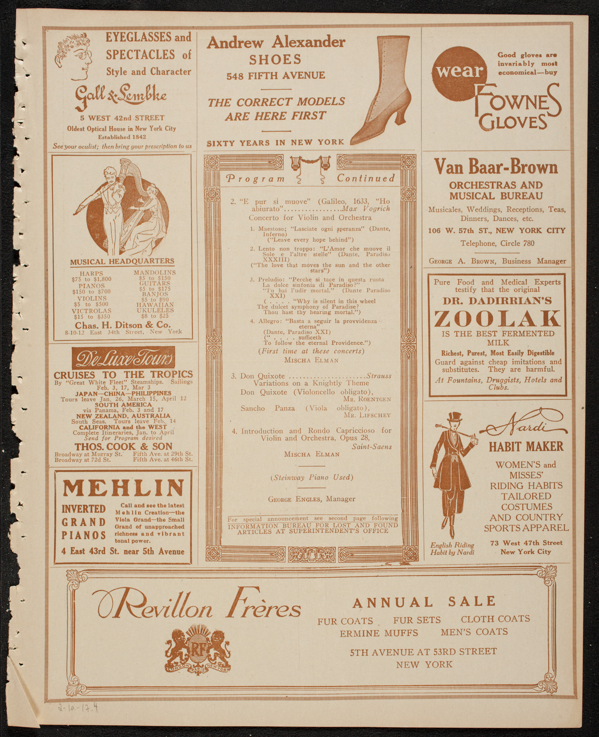 New York Symphony Orchestra, February 1, 1917, program page 7