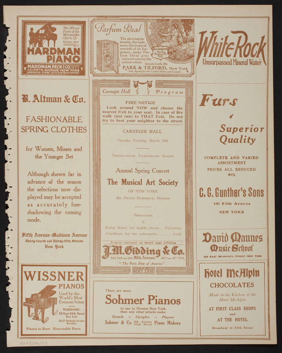 Musical Art Society of New York, March 19, 1918, program page 5