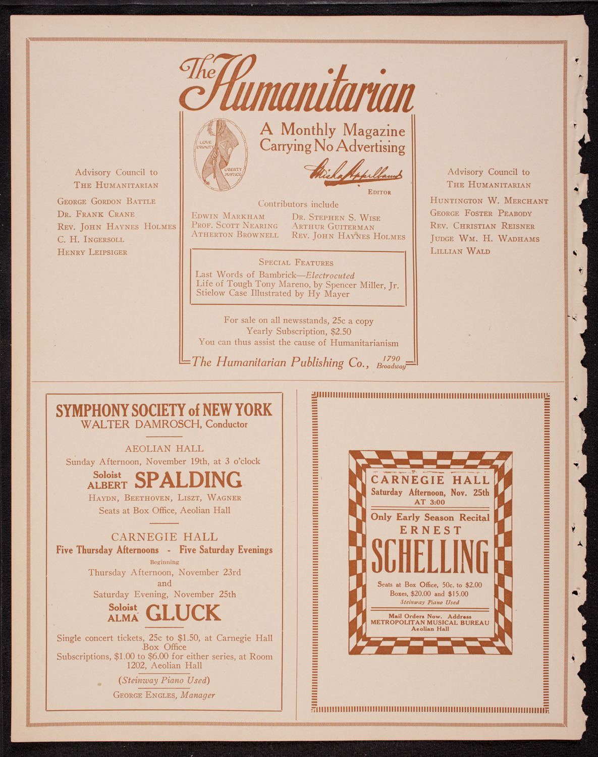 New York Philharmonic, November 16, 1916, program page 8