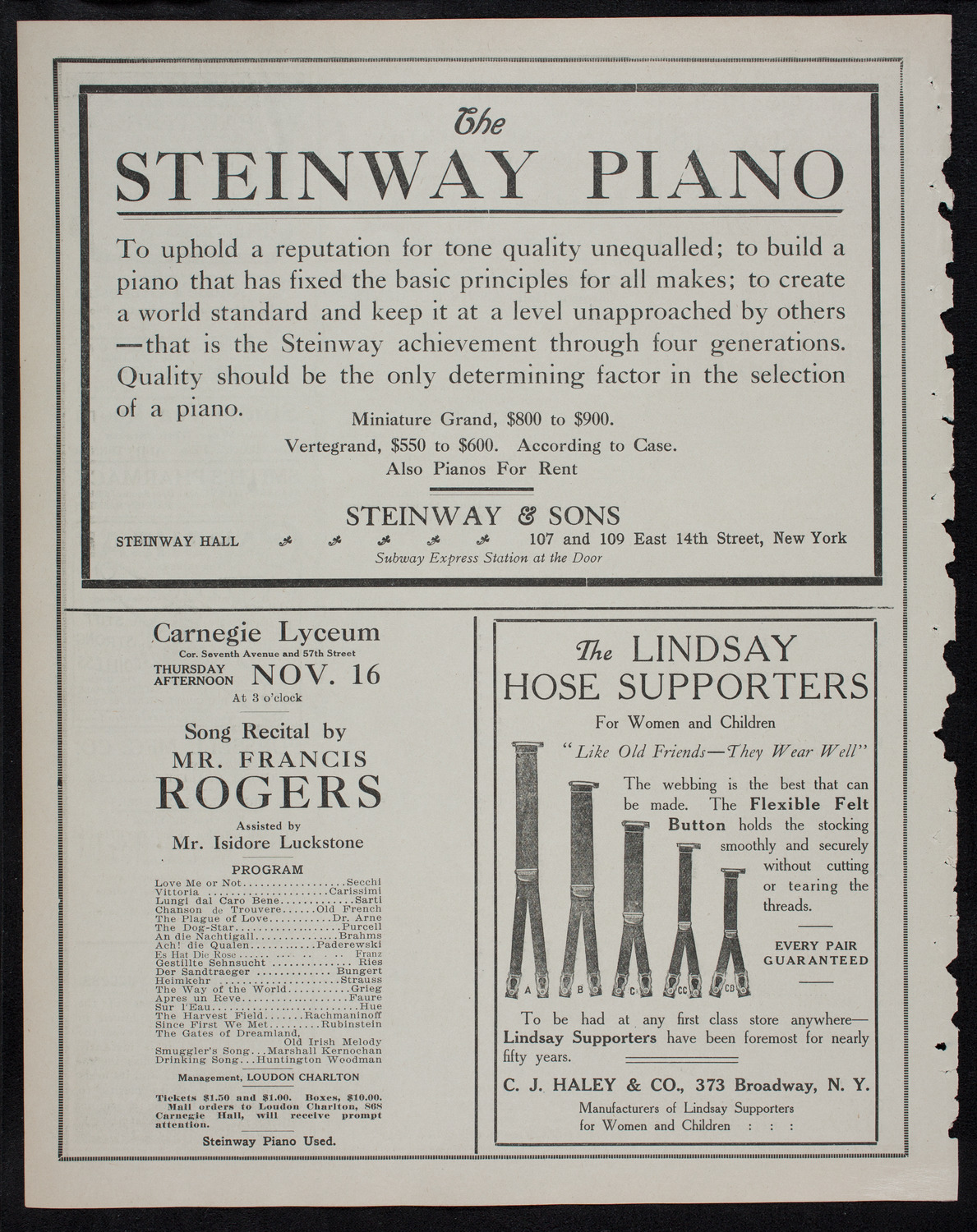 Elmendorf Lecture: The Riviera, November 12, 1911, program page 4