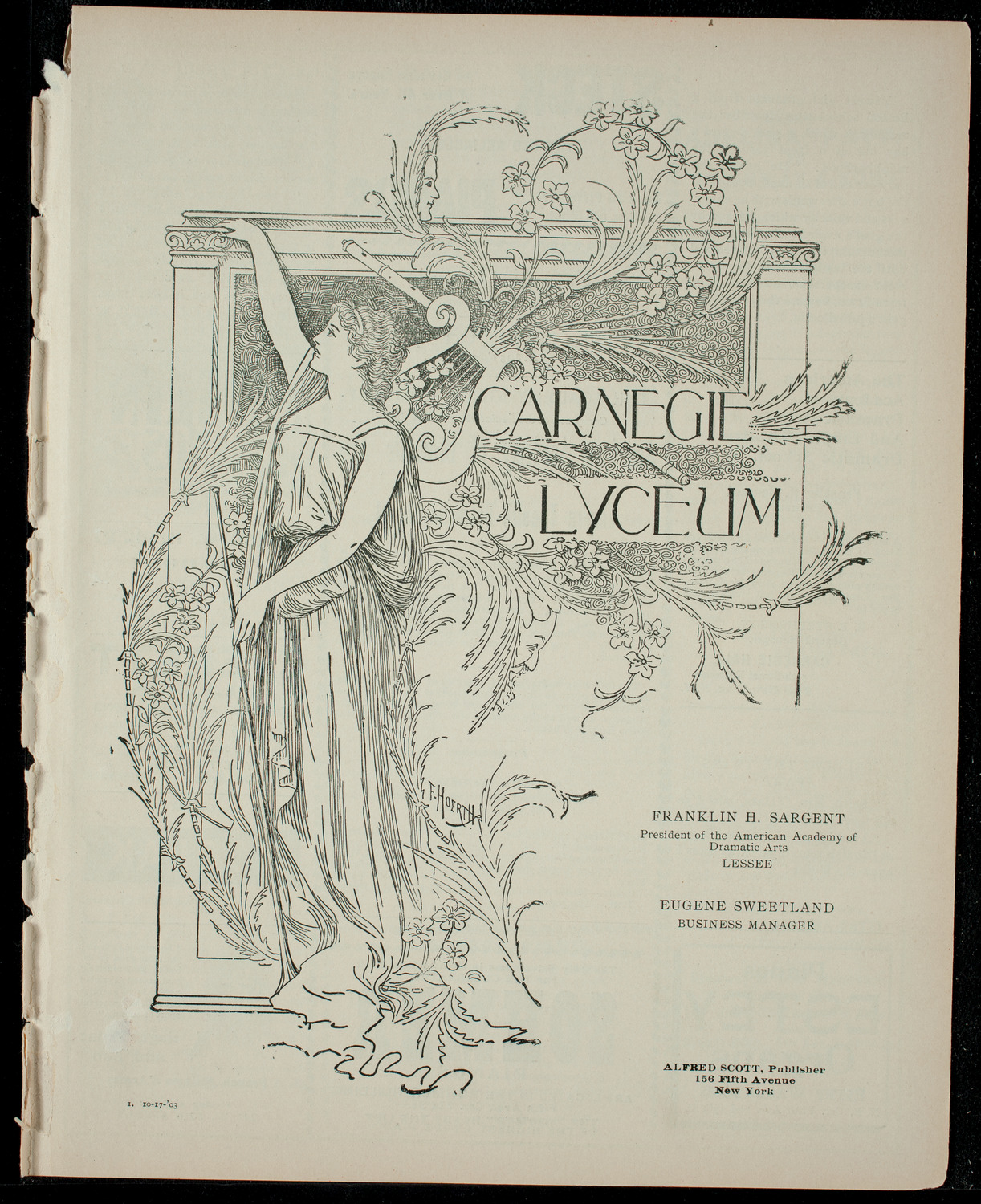 Academy Stock Company of the American Academy of Dramatic Arts and Empire Theatre Dramatic School, October 17, 1903, program page 1
