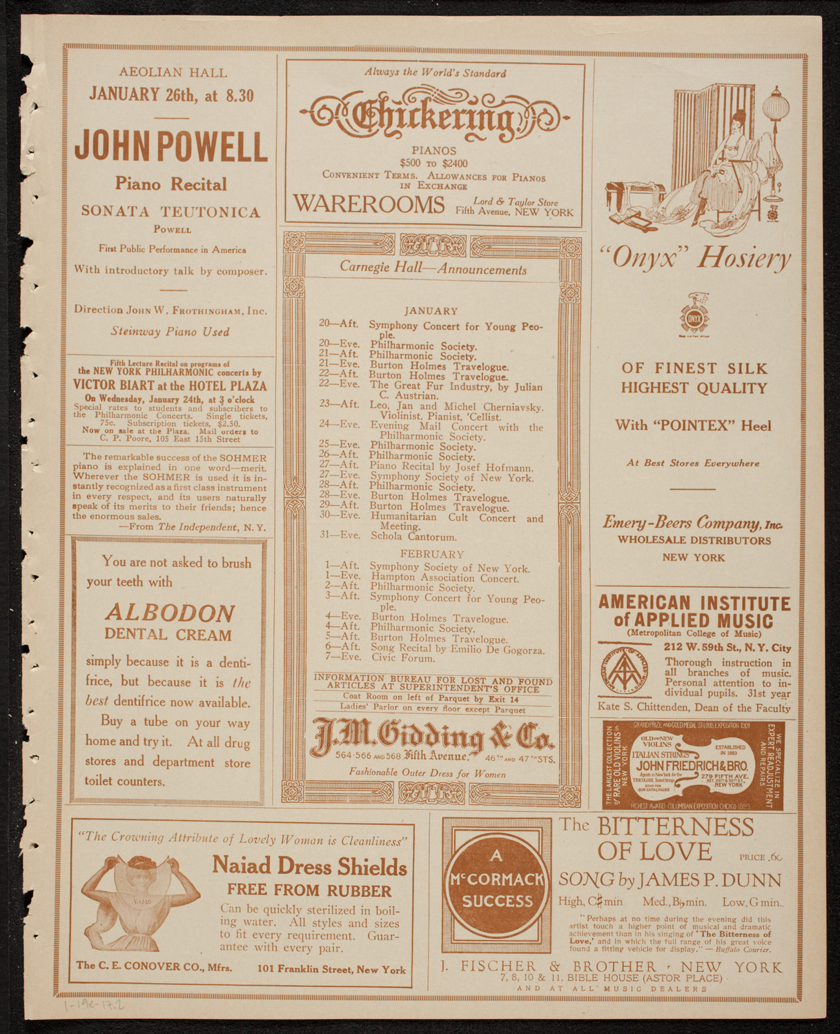 Lecture by Count Ilya Tolstoy, January 19, 1917, program page 3