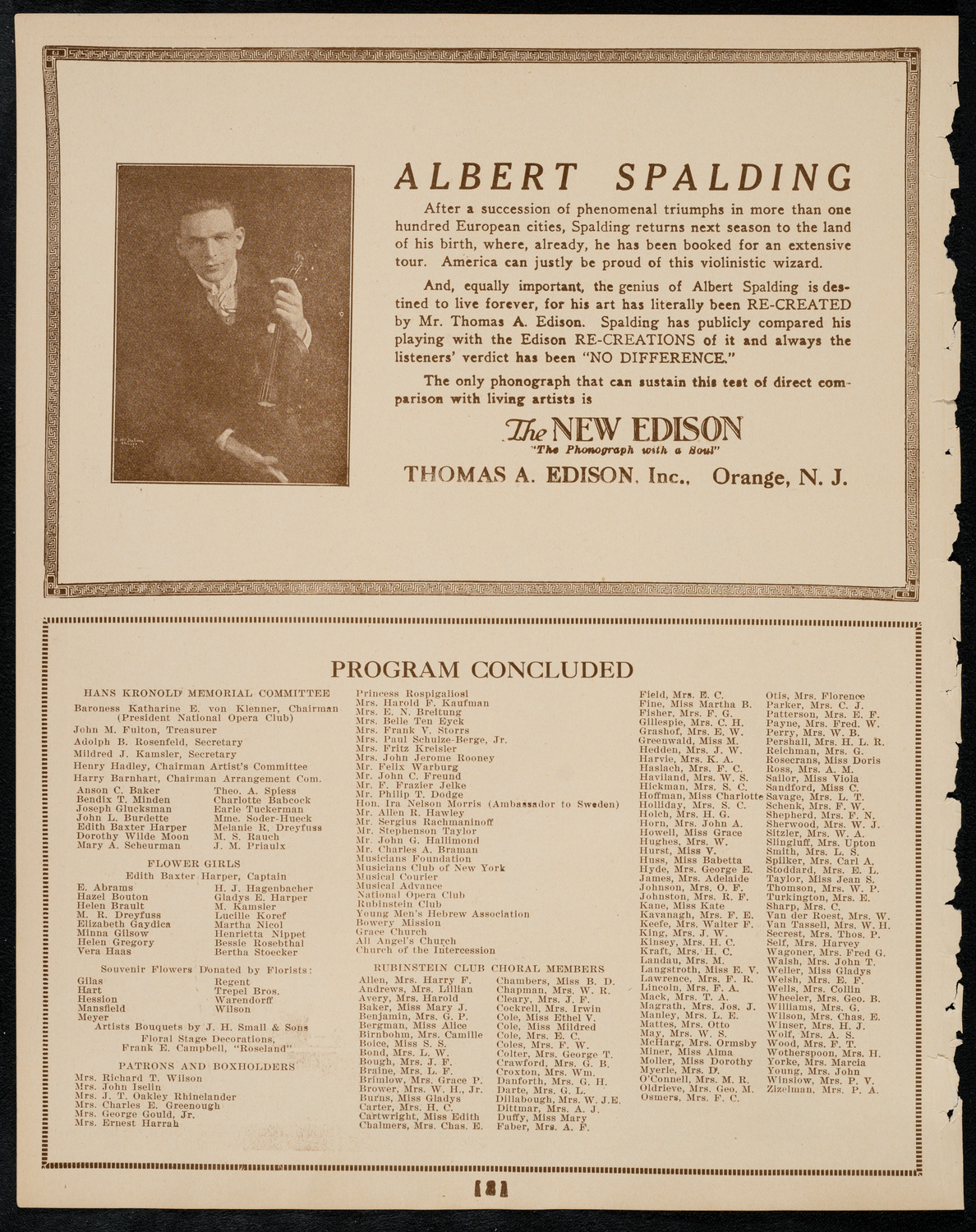 Hans Kronold Memorial Concert, May 7, 1922, program page 2