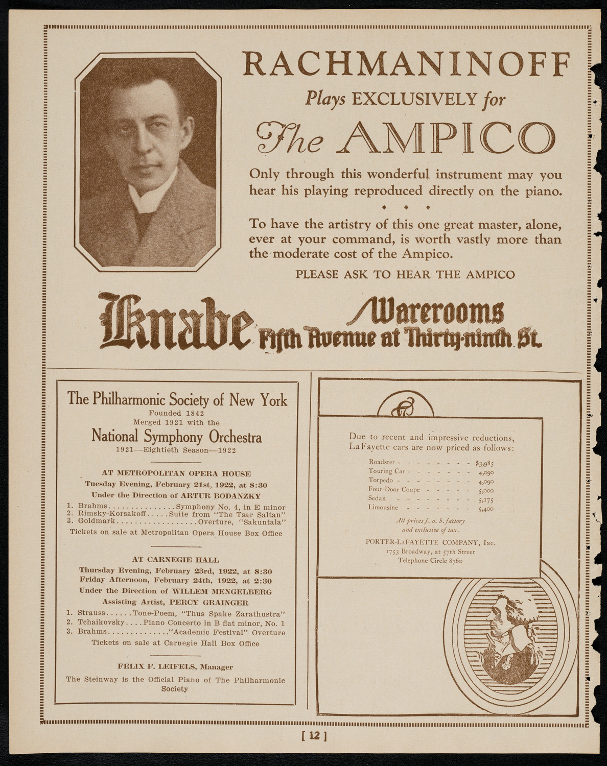 Rene Benedetti, Violin, February 20, 1922, program page 12