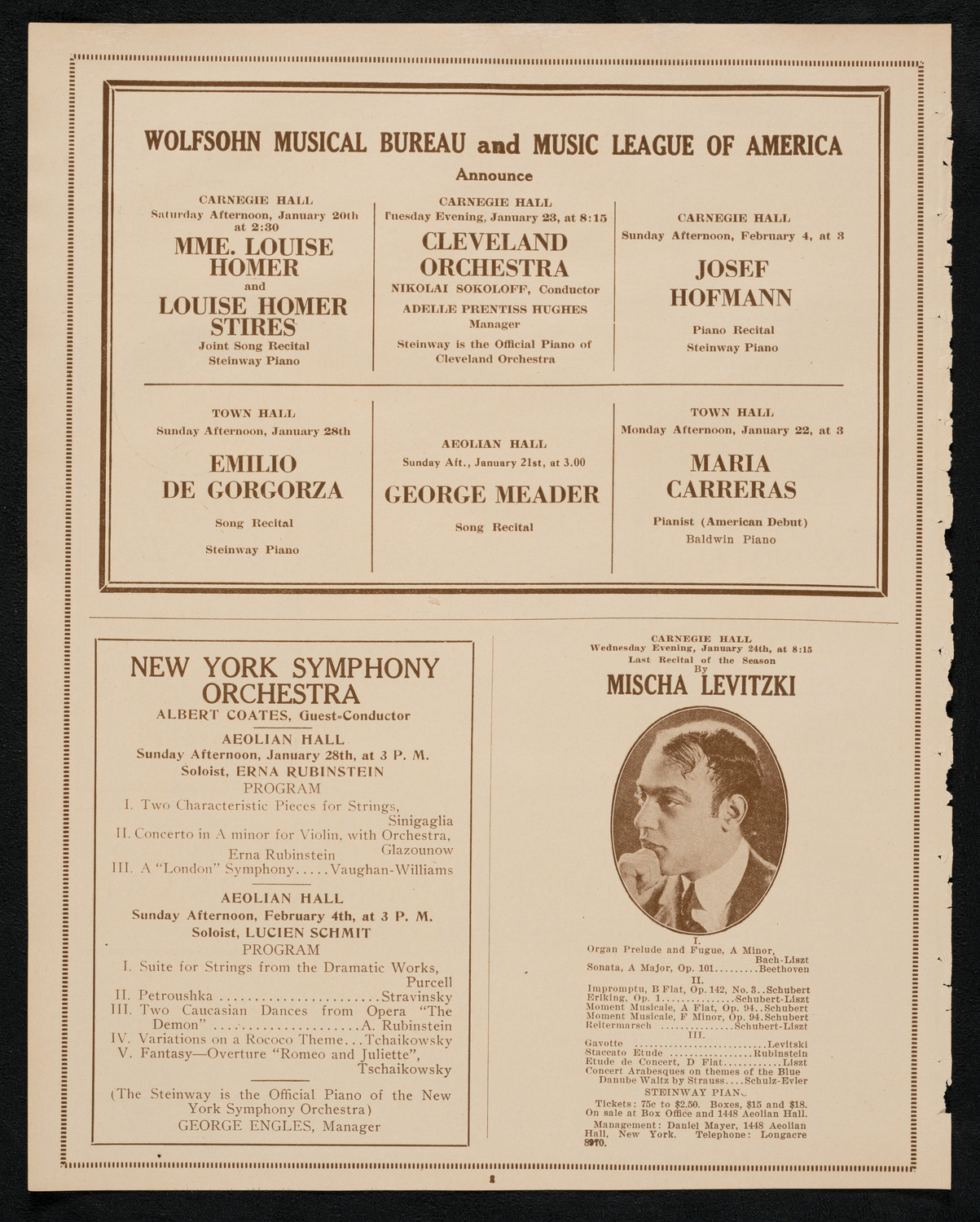 Margaret Matzenauer, Mezzo-Soprano, January 17, 1923, program page 8