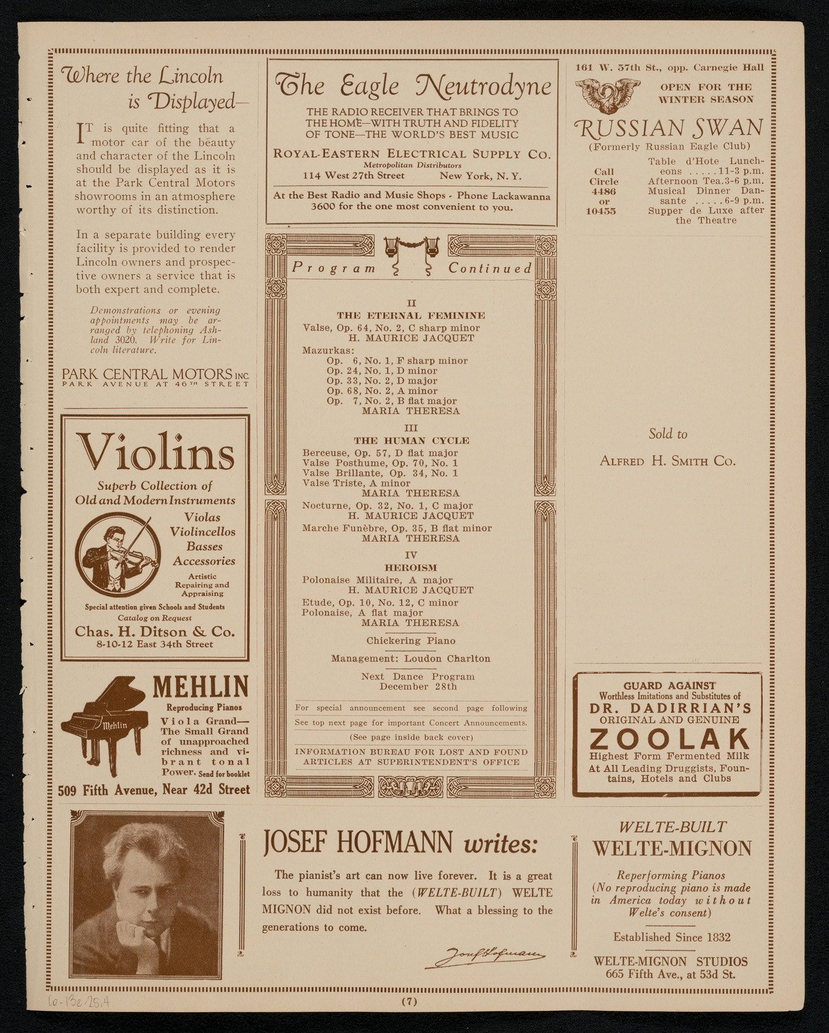 Maria Theresa, October 13, 1925, program page 7