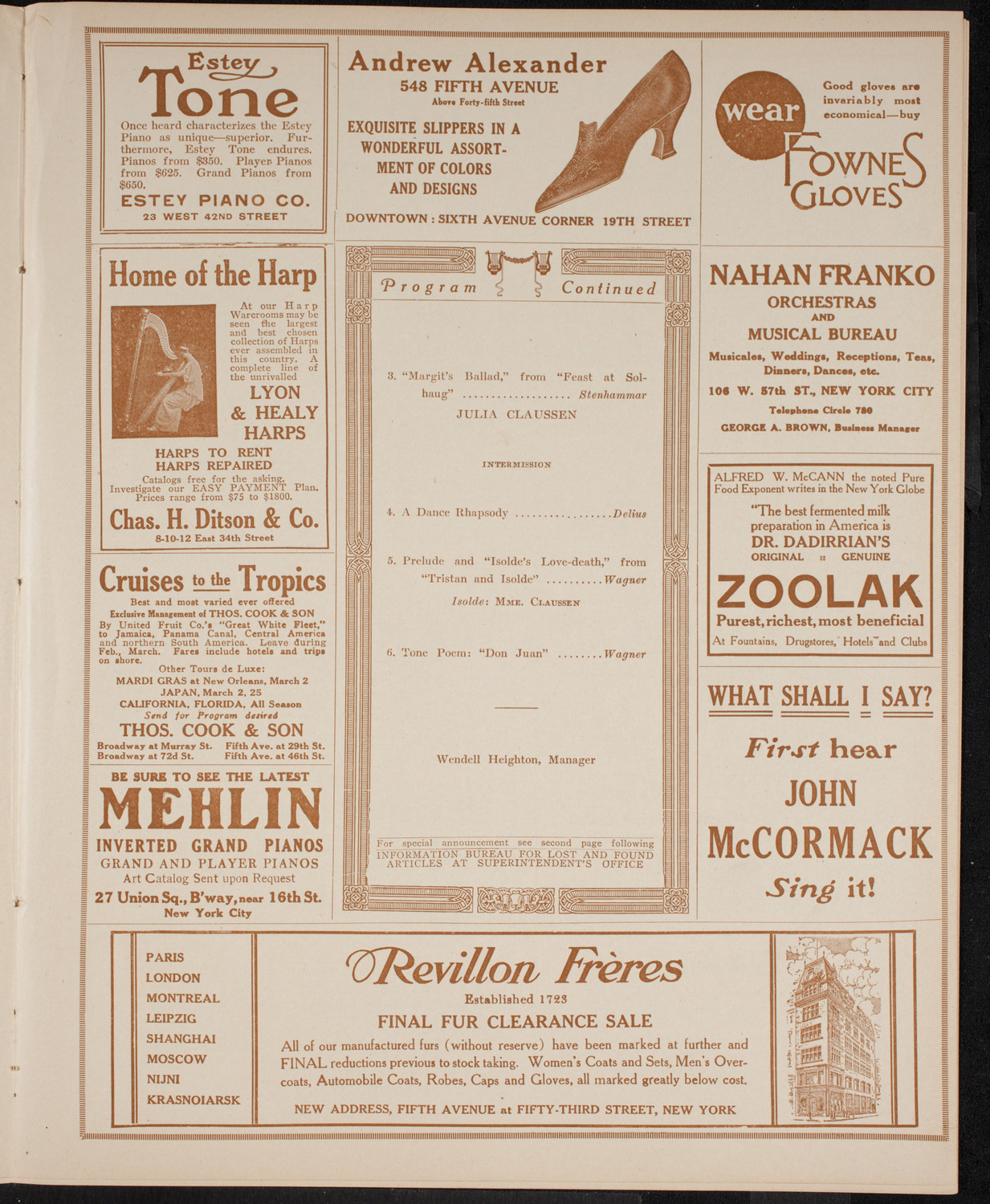 Minneapolis Symphony Orchestra, February 26, 1916, program page 7