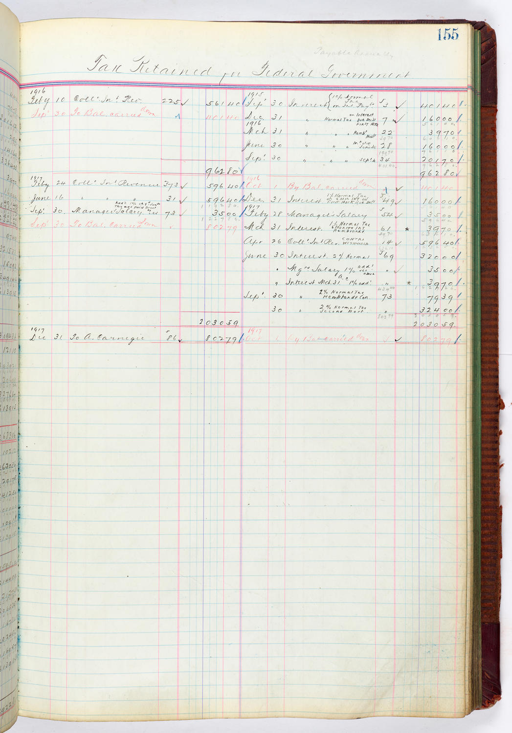 Music Hall Accounting Ledger, volume 4, page 155