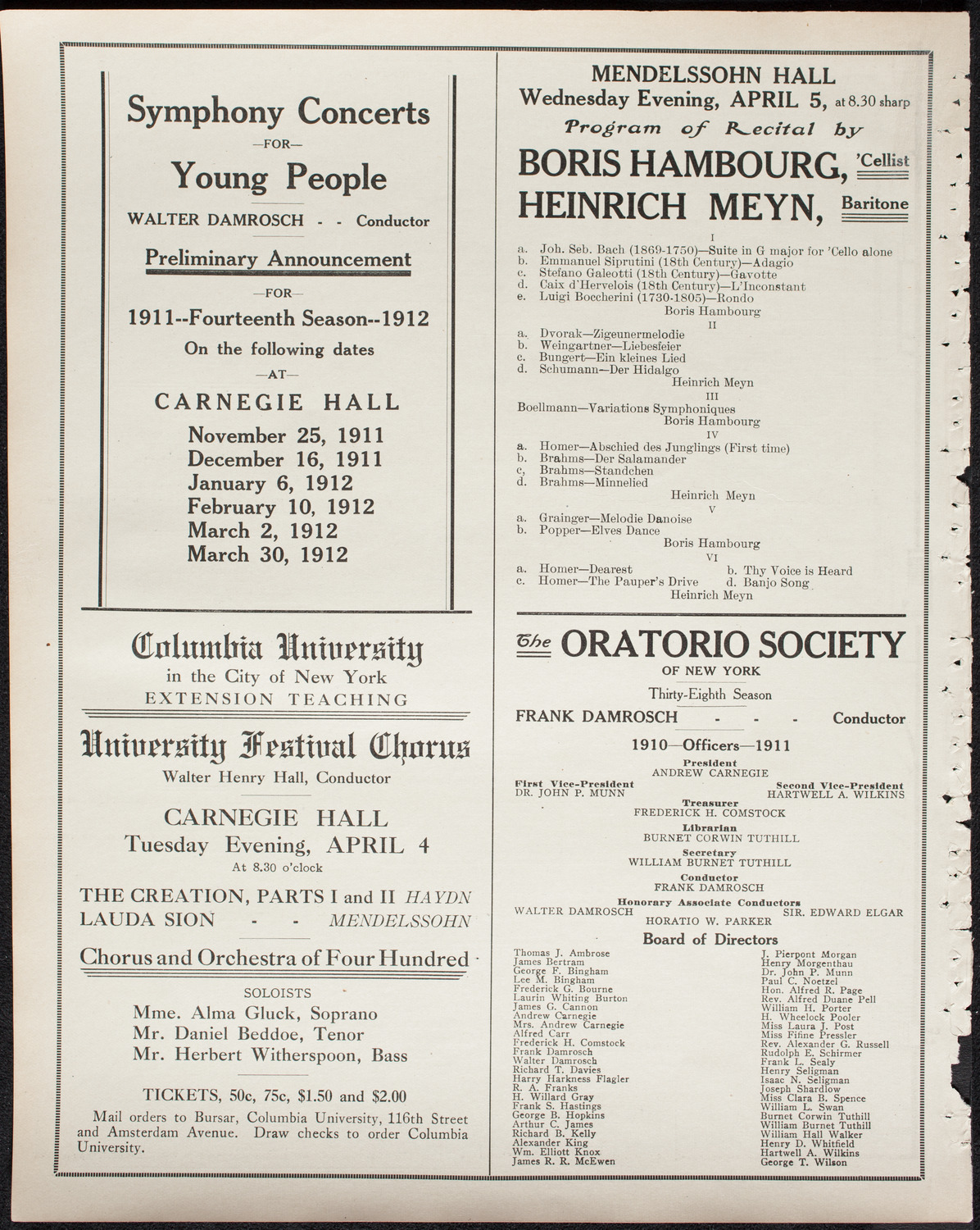 Isadora Duncan, Dancer, with the New York Symphony Orchestra, March 31, 1911, program page 10