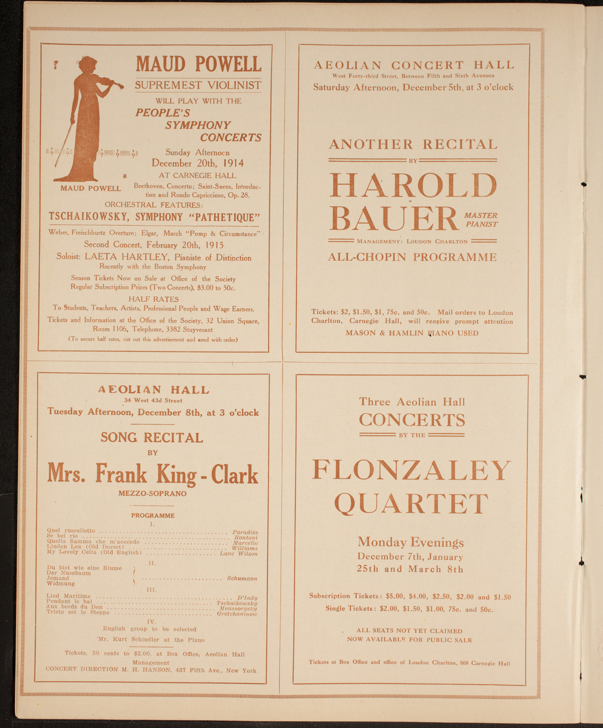 New York Philharmonic, November 27, 1914, program page 10