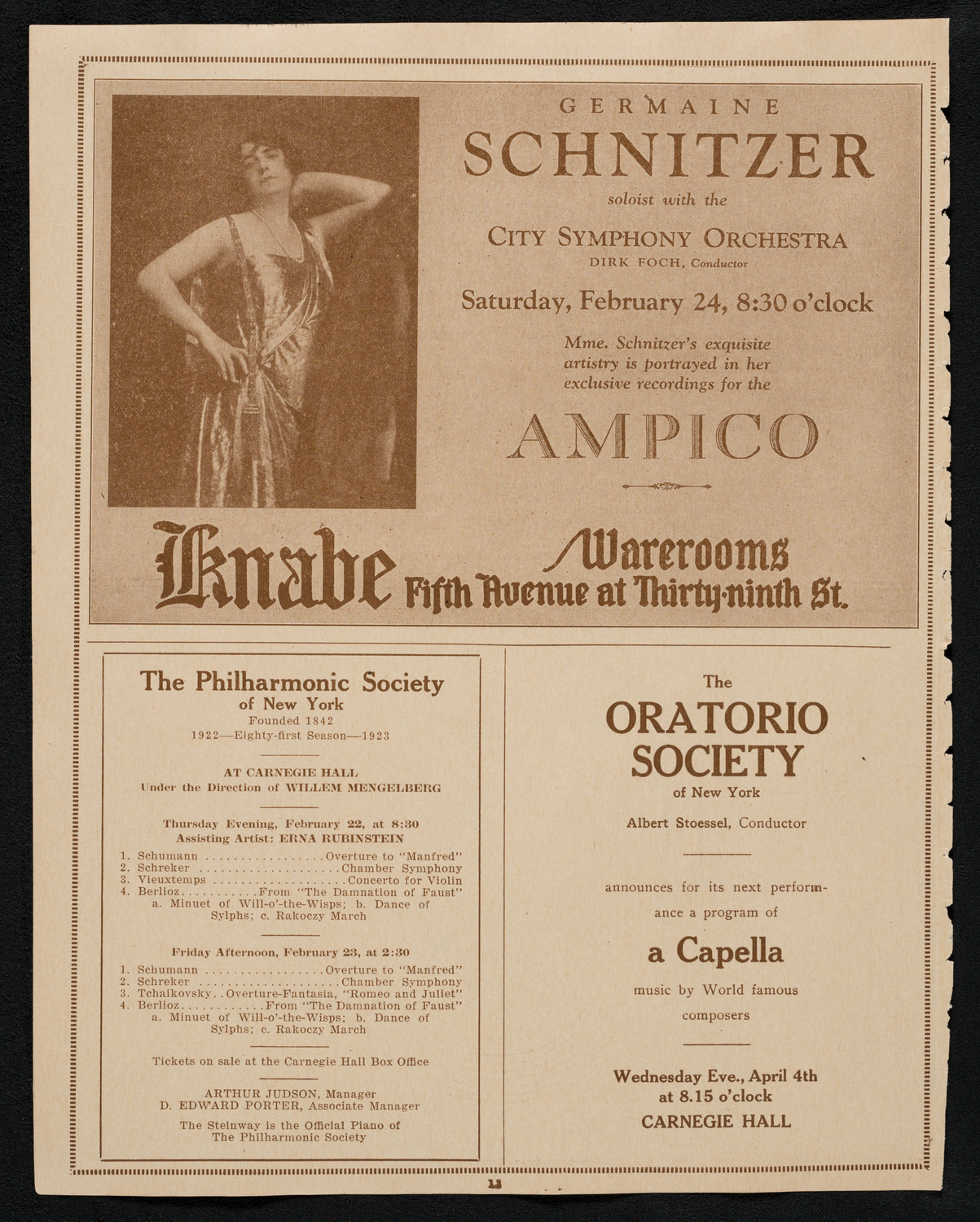 Reinald Werrenrath, Baritone, February 22, 1923, program page 12