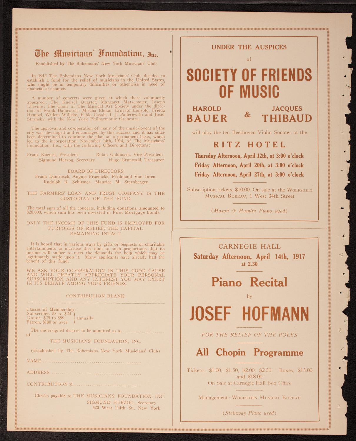 Boston Symphony Orchestra, March 15, 1917, program page 10