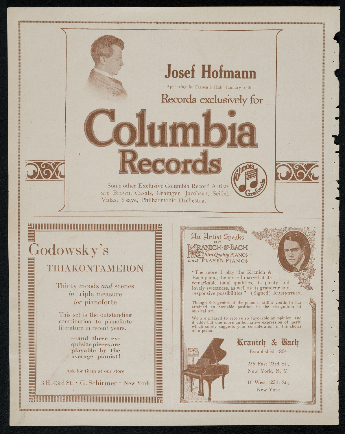 Josef Hofmann, Piano, January 15, 1921, program page 6