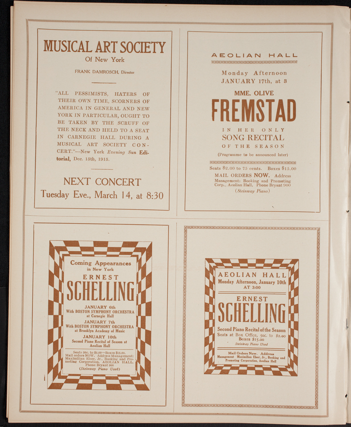 New York Philharmonic, January 2, 1916, program page 10