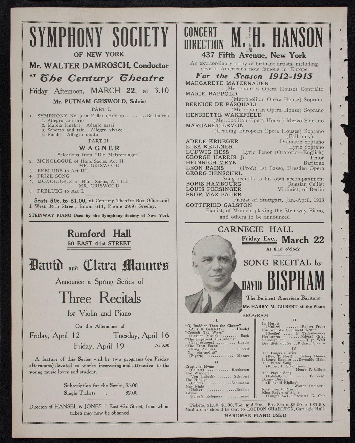 Catholic Oratorio Society, March 19, 1912, program page 10