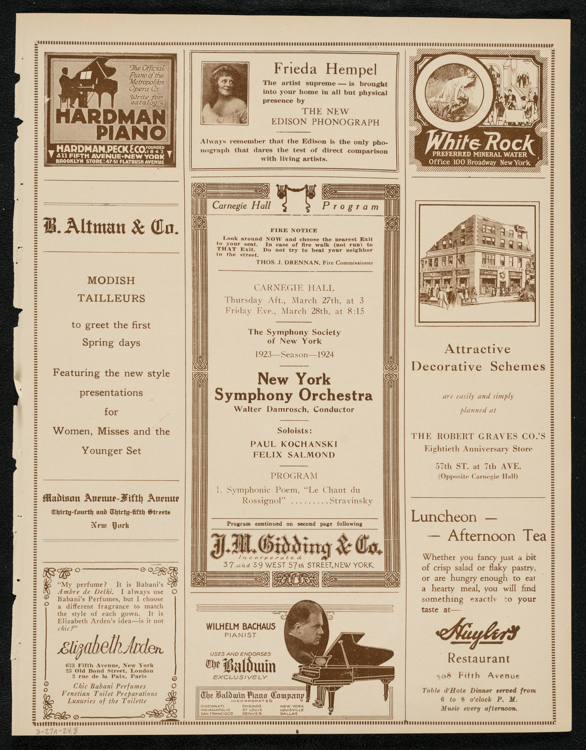 New York Symphony Orchestra, March 27, 1924, program page 5