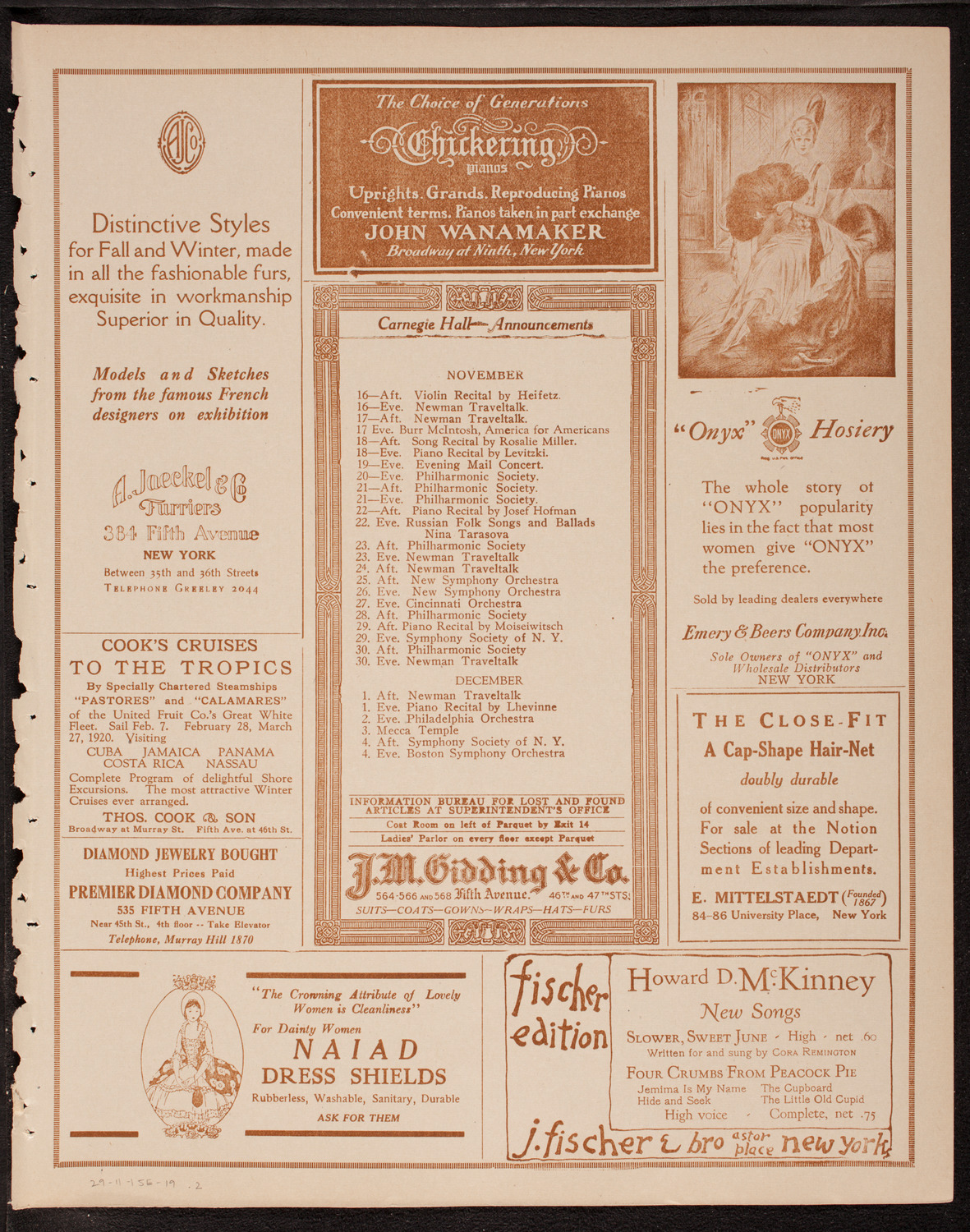 Helene Kanders, Soprano, November 15, 1919, program page 3