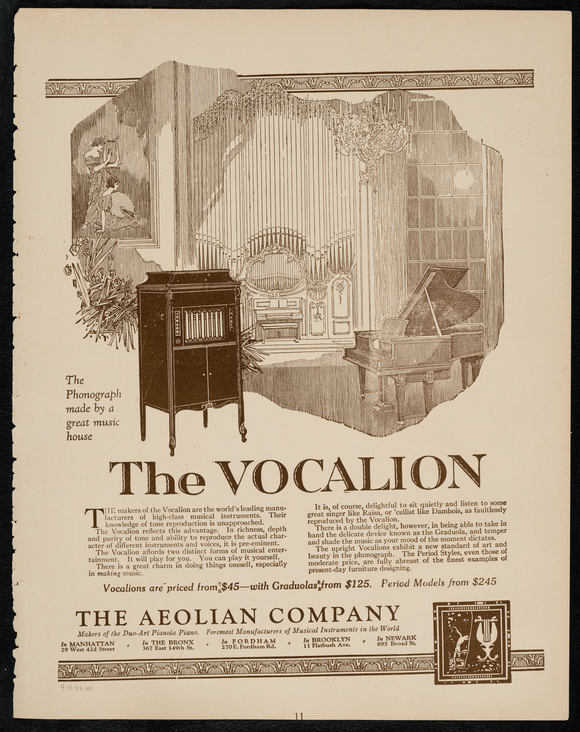 Sir Arthur Conan Doyle, April 12, 1922, program page 11