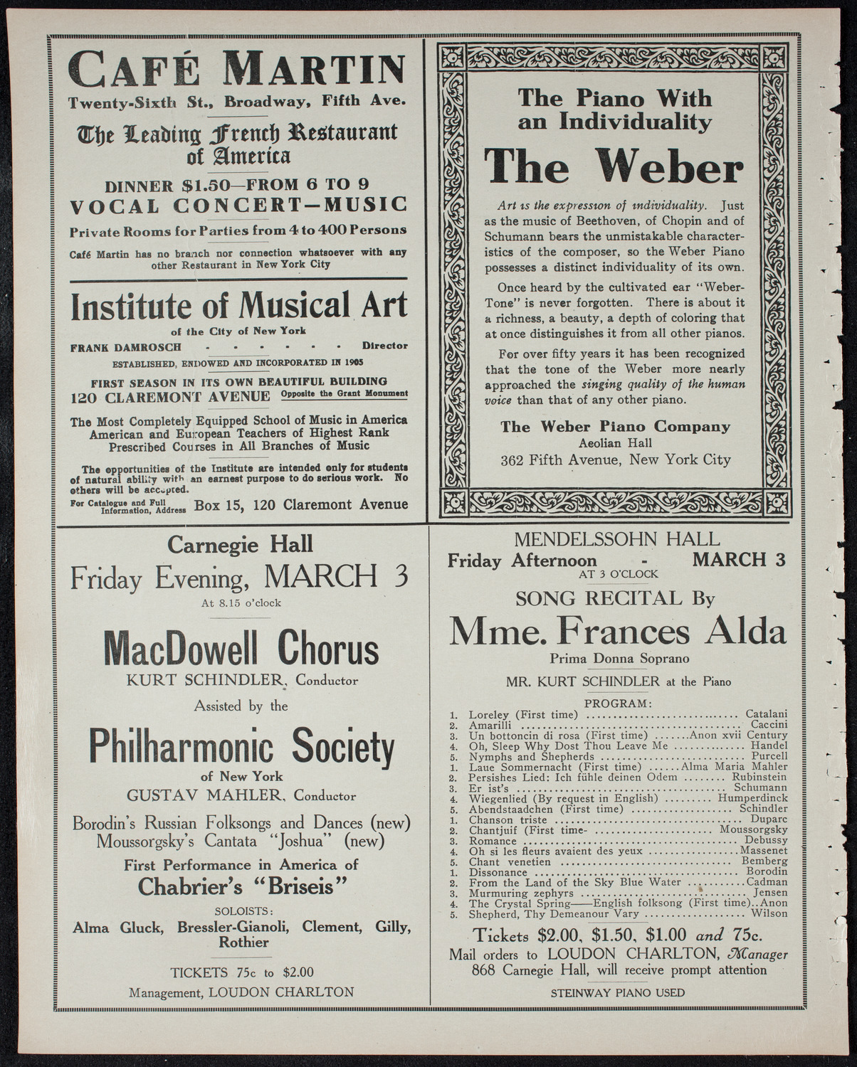 Boston Symphony Orchestra, February 25, 1911, program page 6