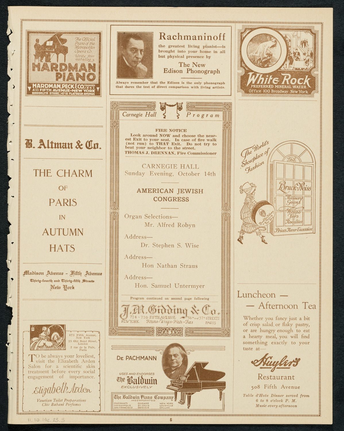 Meeting: American Jewish Congress, October 14, 1923, program page 5