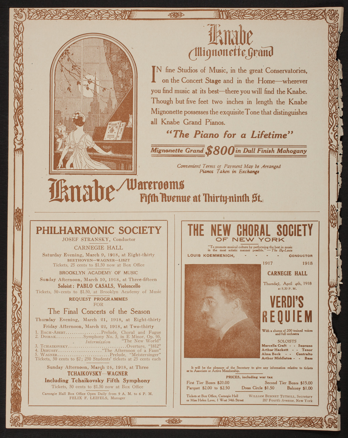 New York Symphony Orchestra, March 8, 1918, program page 12