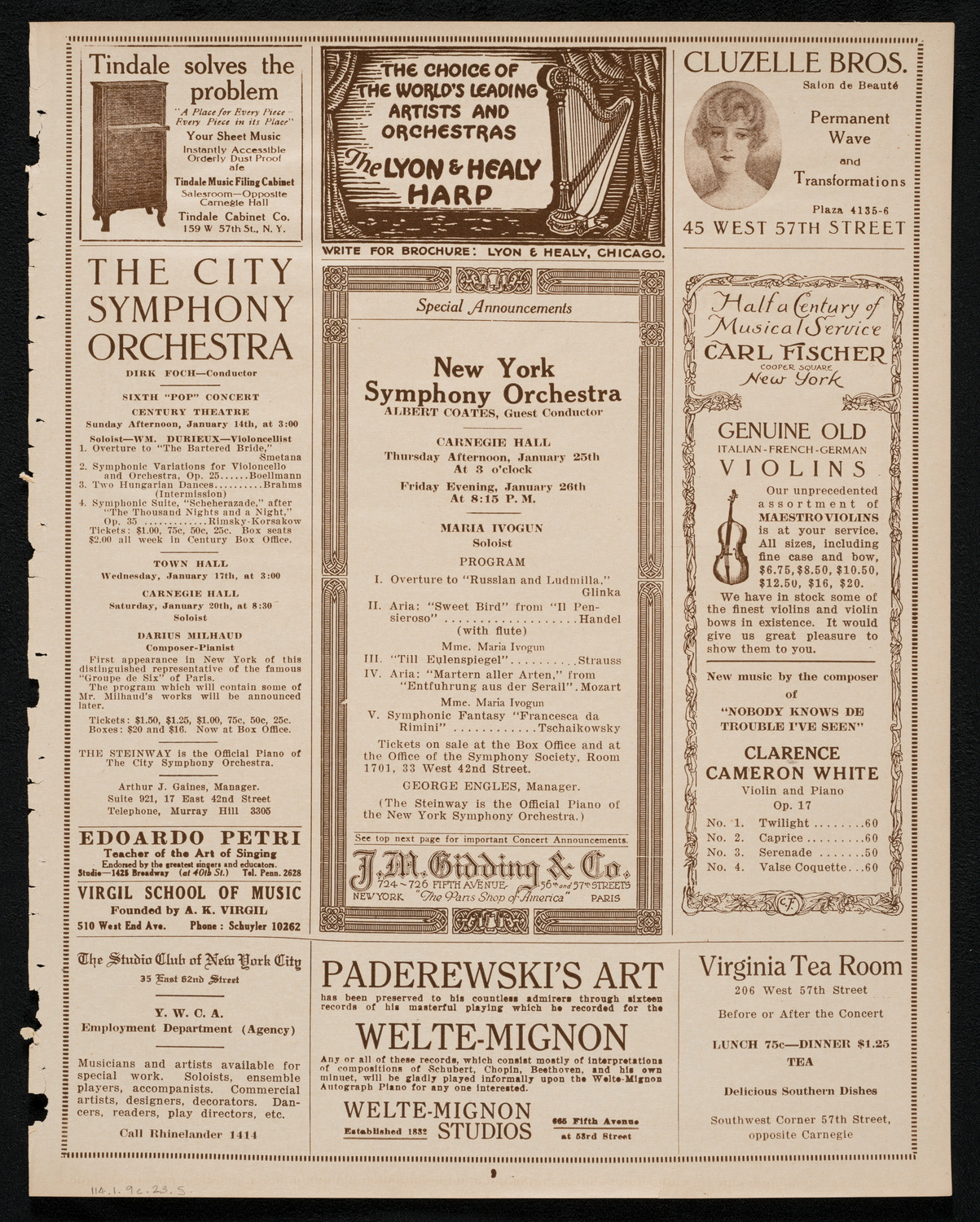 Frieda Hempel, Soprano, January 9, 1923, program page 9
