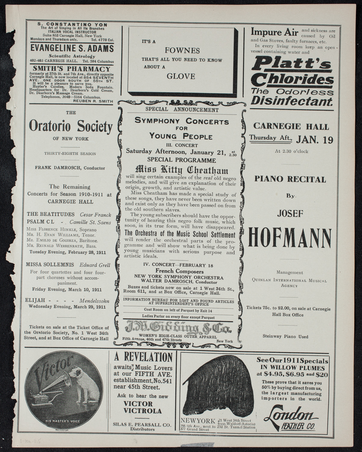 Maurice Renaud, Baritone, January 10, 1911, program page 9