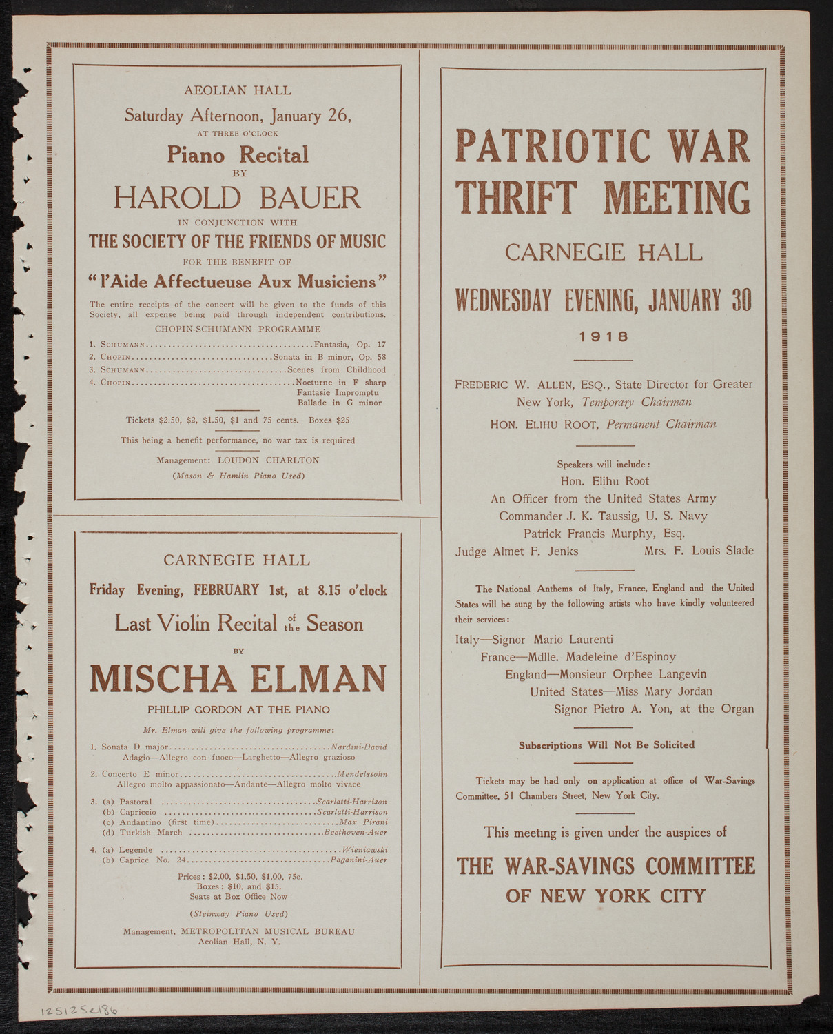 Lecture by Isaac F. Marcosson, January 25, 1918, program page 11