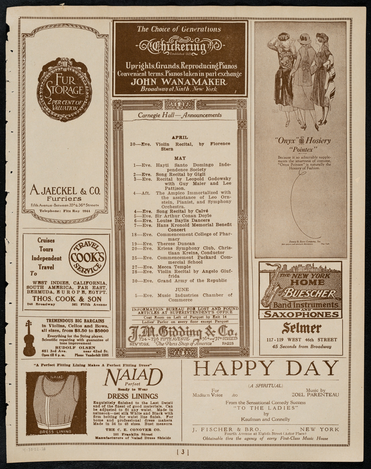 Salvation Army Gathering, April 30, 1922, program page 3