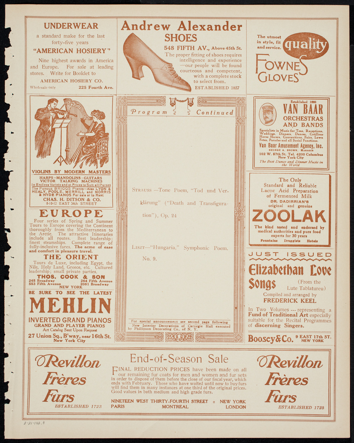 Boston Symphony Orchestra, February 21, 1914, program page 7