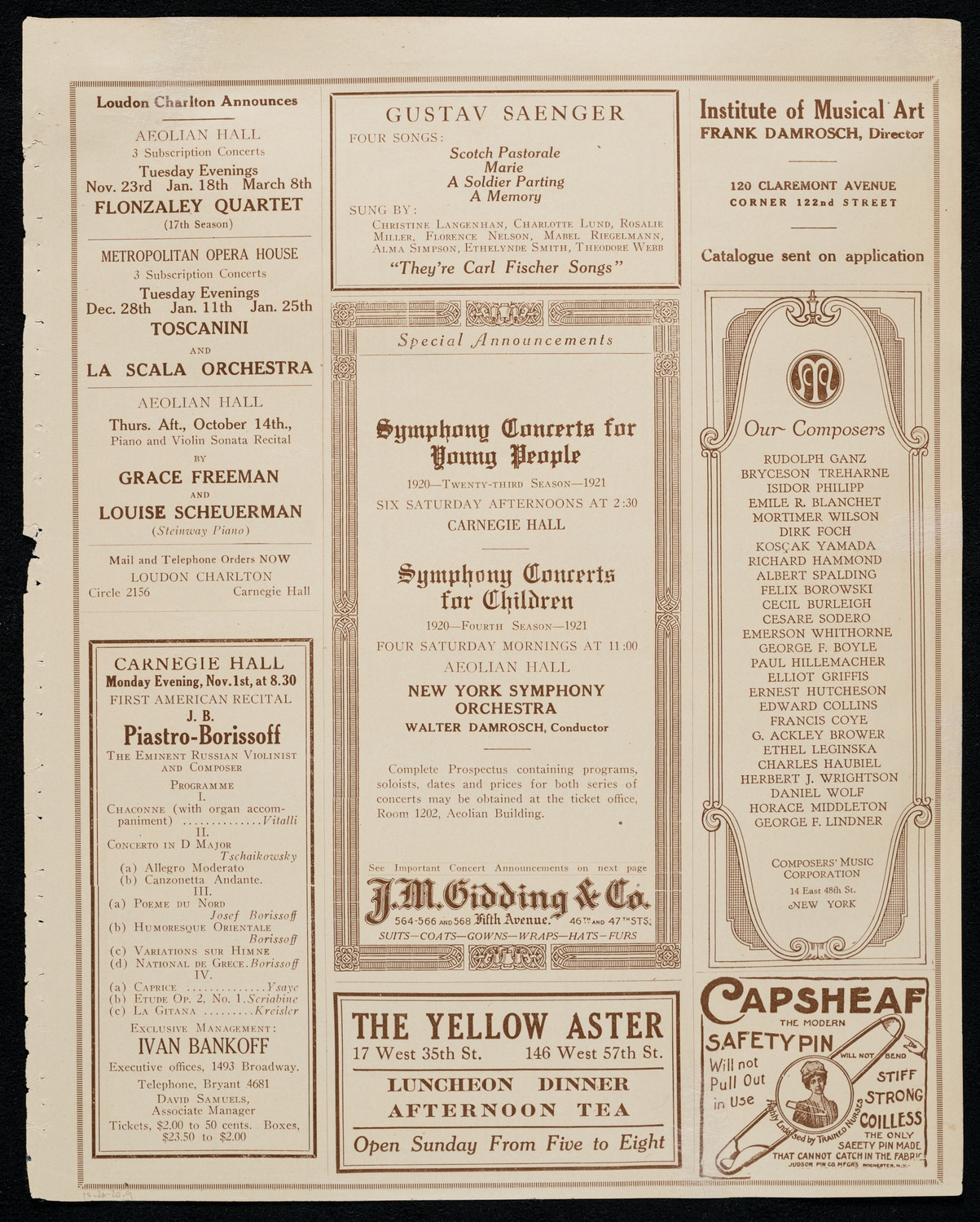 Rudolph Bochco, Violin, October 2, 1920, program page 17