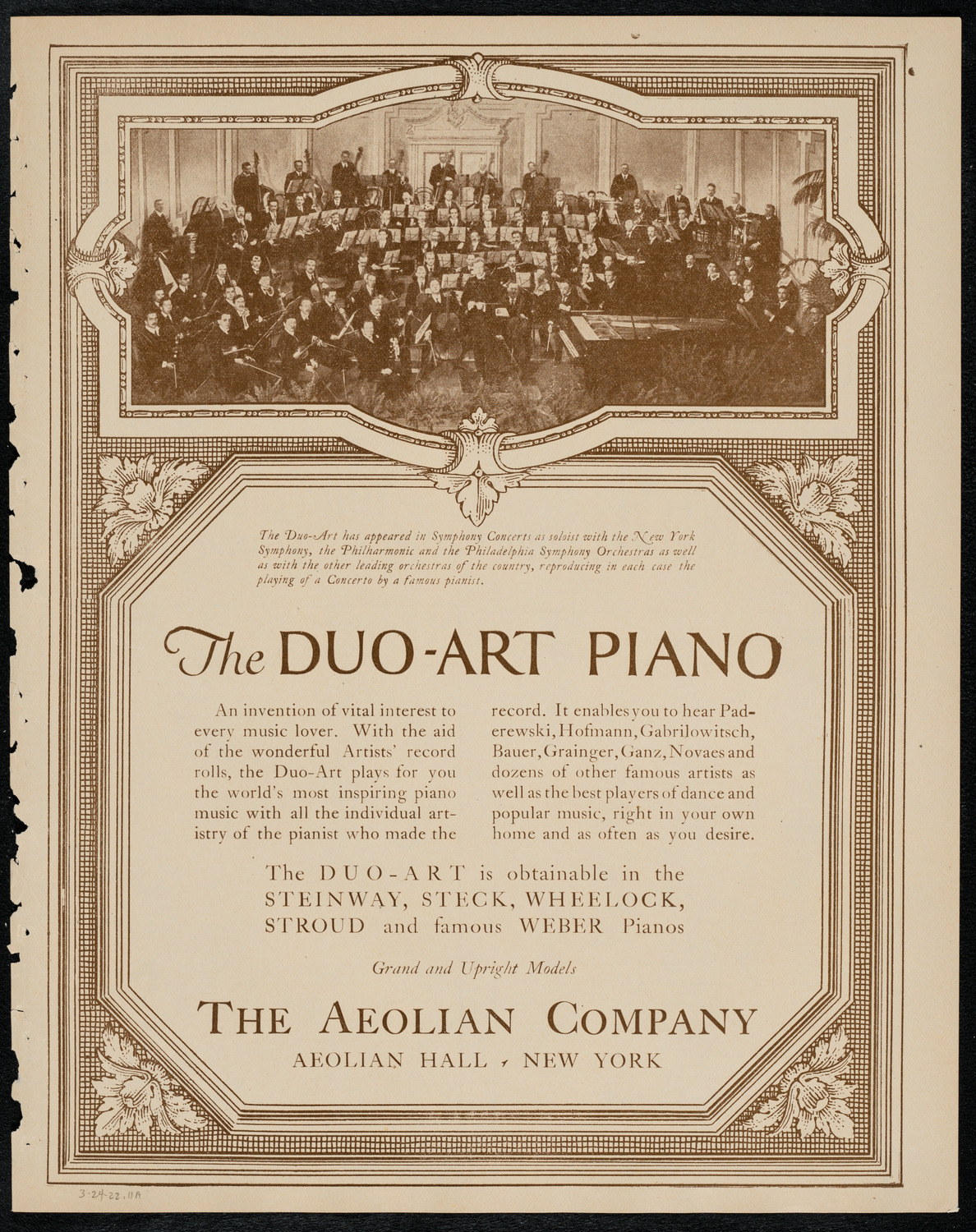 New York Philharmonic, March 24, 1922, program page 11