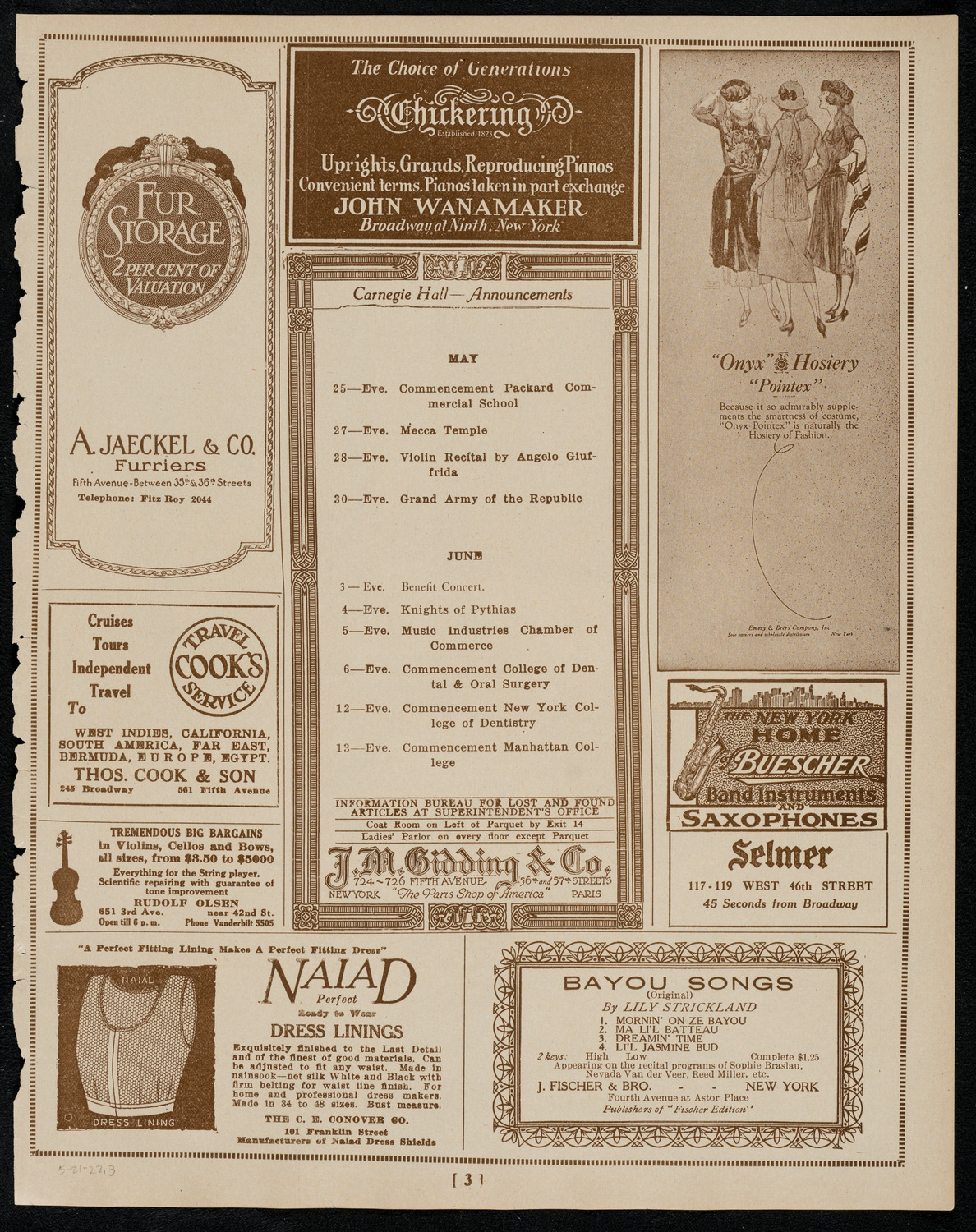 Music and Moving-Picture Views of Spain, May 21, 1922, program page 3