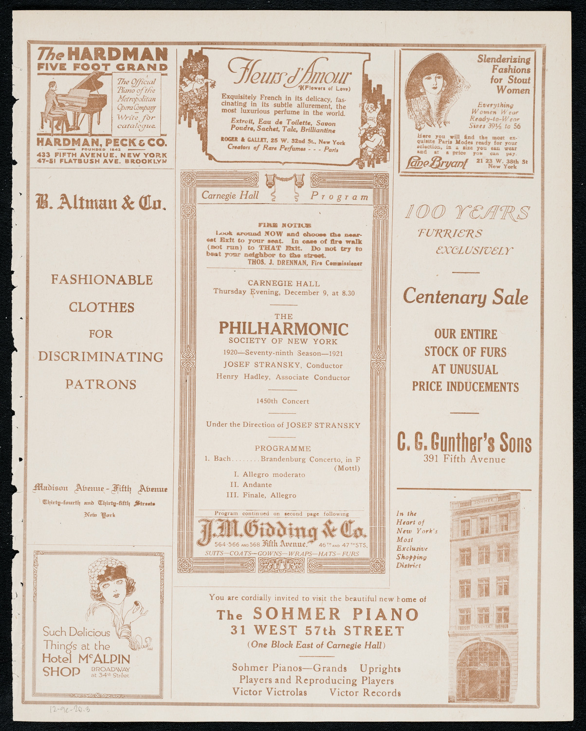 New York Philharmonic, December 9, 1920, program page 5