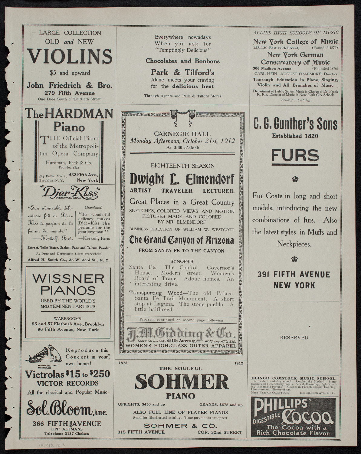 Elmendorf Lecture: The Grand Canyon, October 21, 1912, program page 5