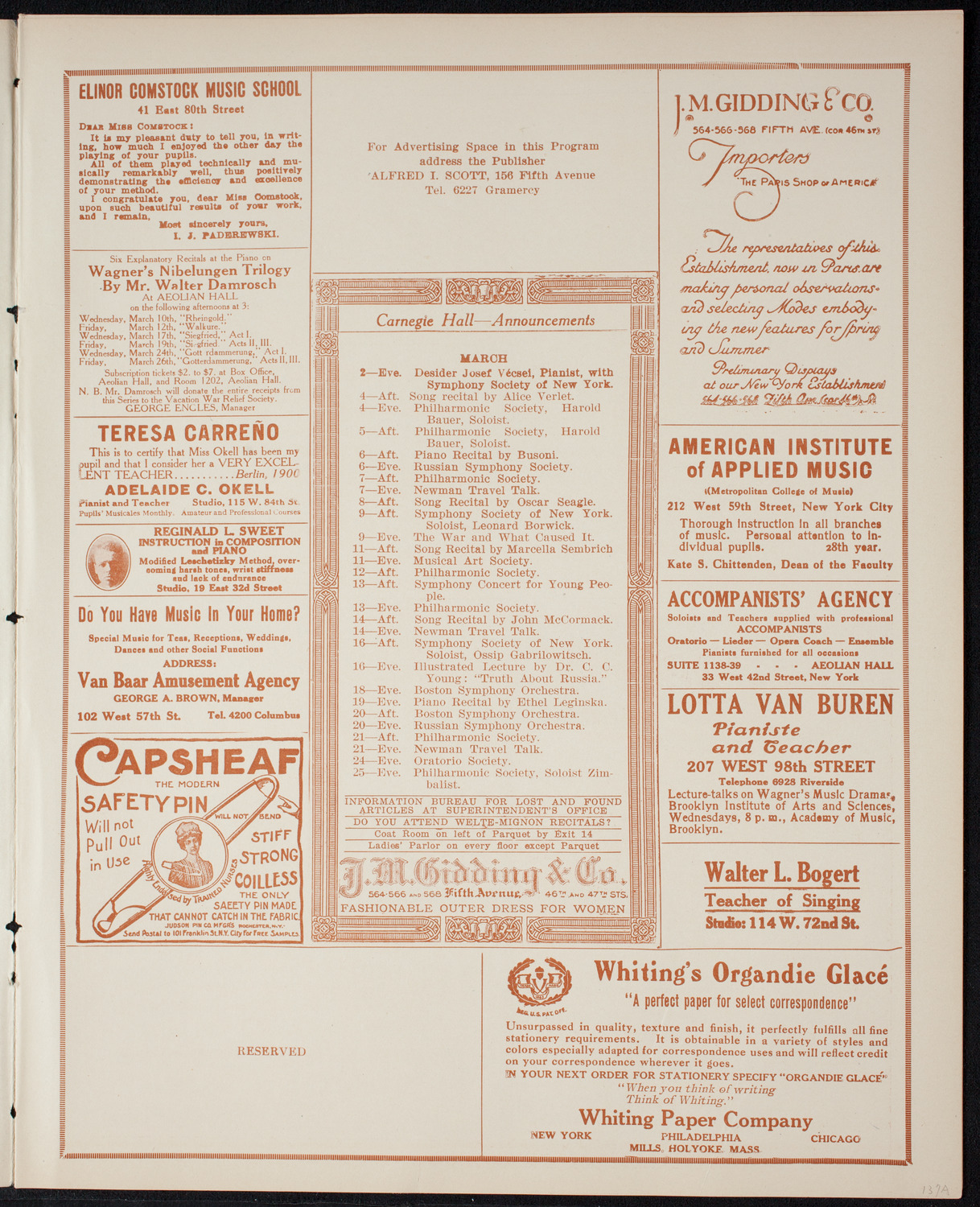 New York Symphony Orchestra, March 2, 1915, program page 3