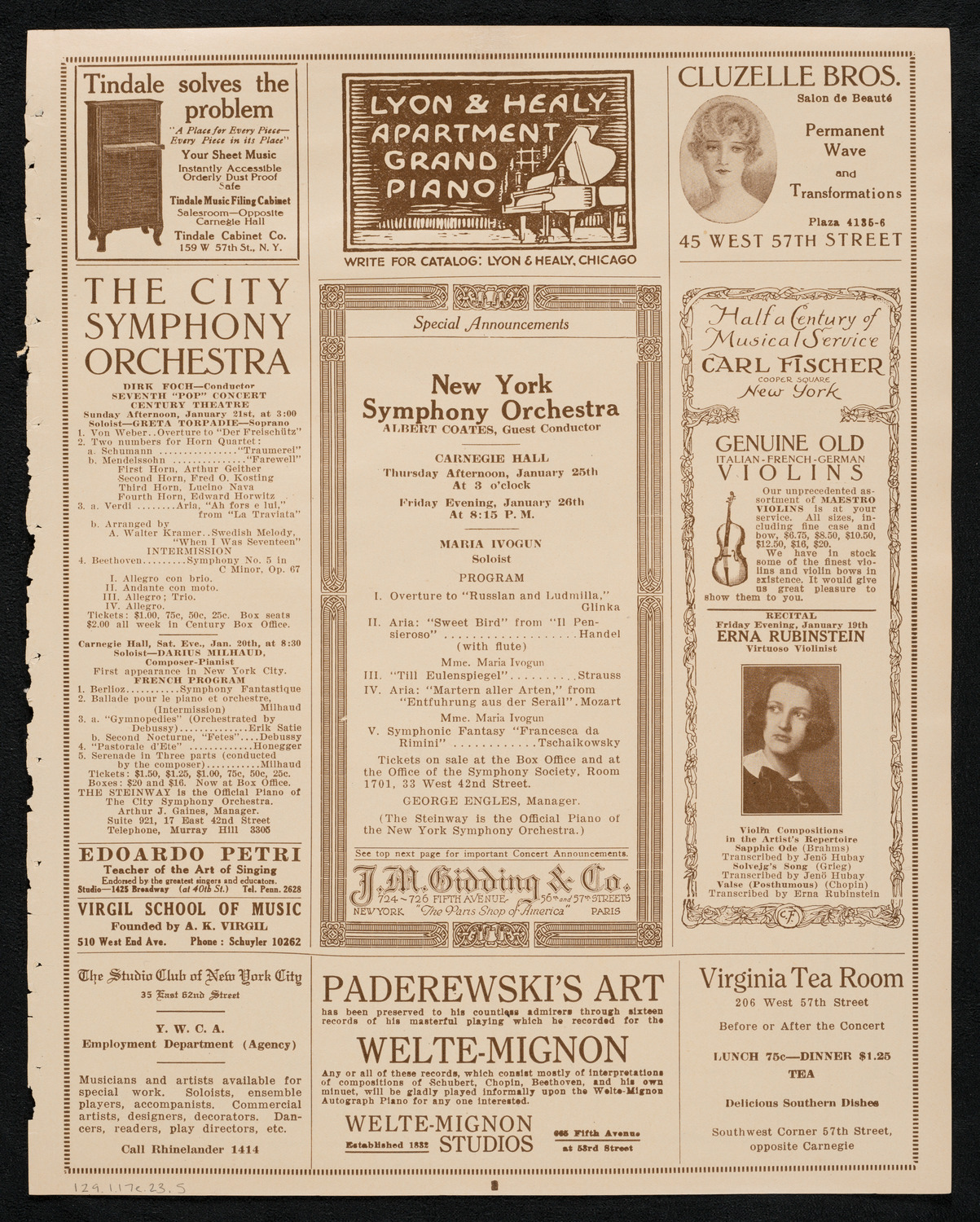 Margaret Matzenauer, Mezzo-Soprano, January 17, 1923, program page 9