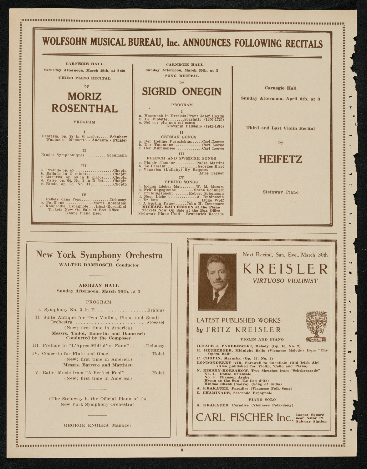 Schola Cantorum of New York, March 26, 1924, program page 8