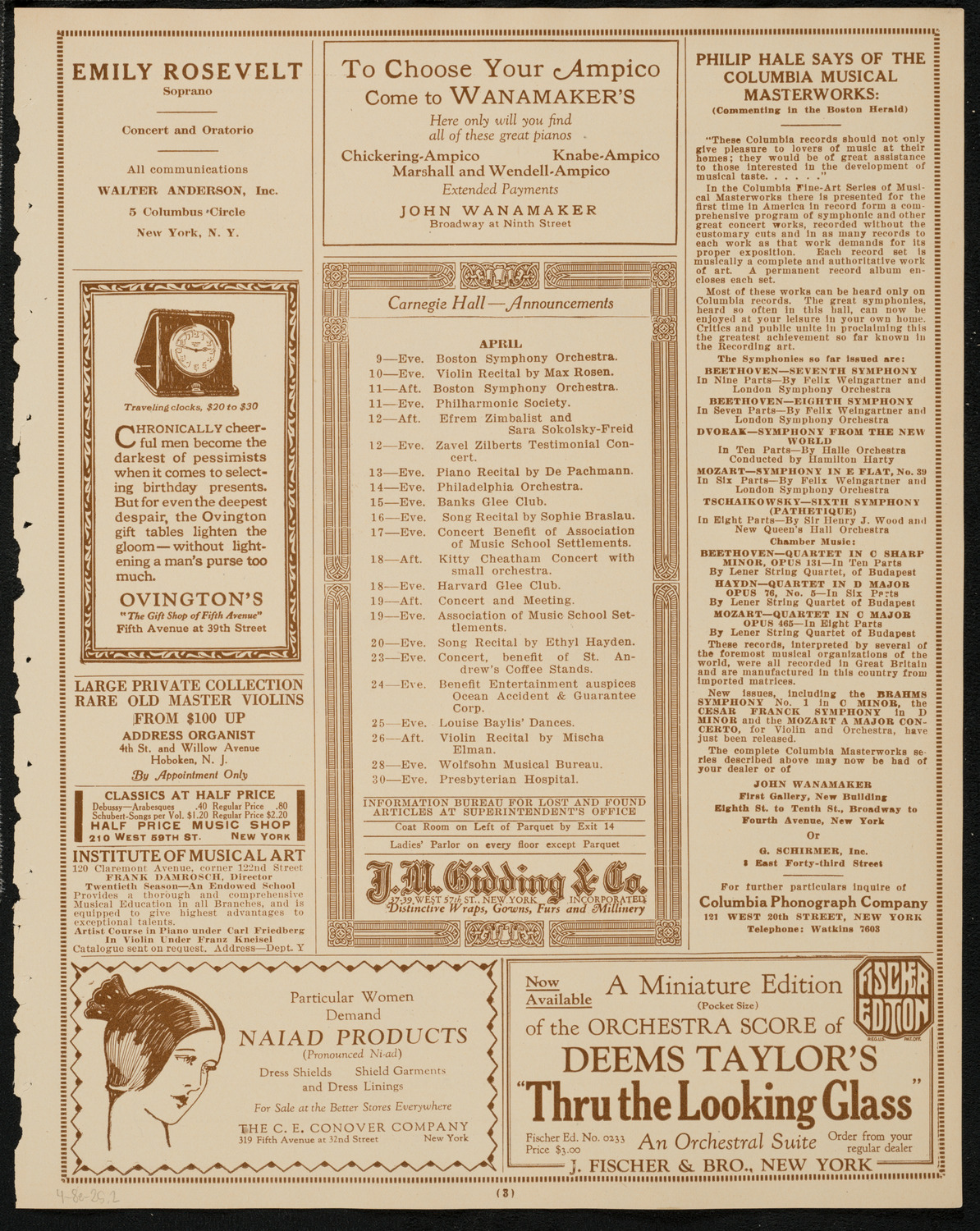 Oratorio Society of New York, April 8, 1925, program page 3