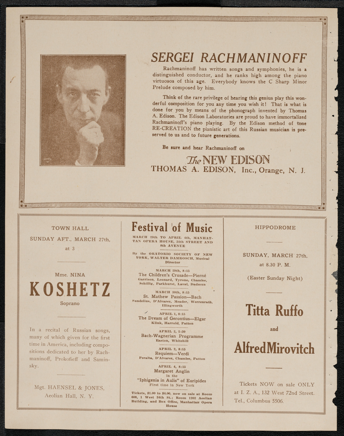 National Symphony Orchestra, March 13, 1921, program page 2