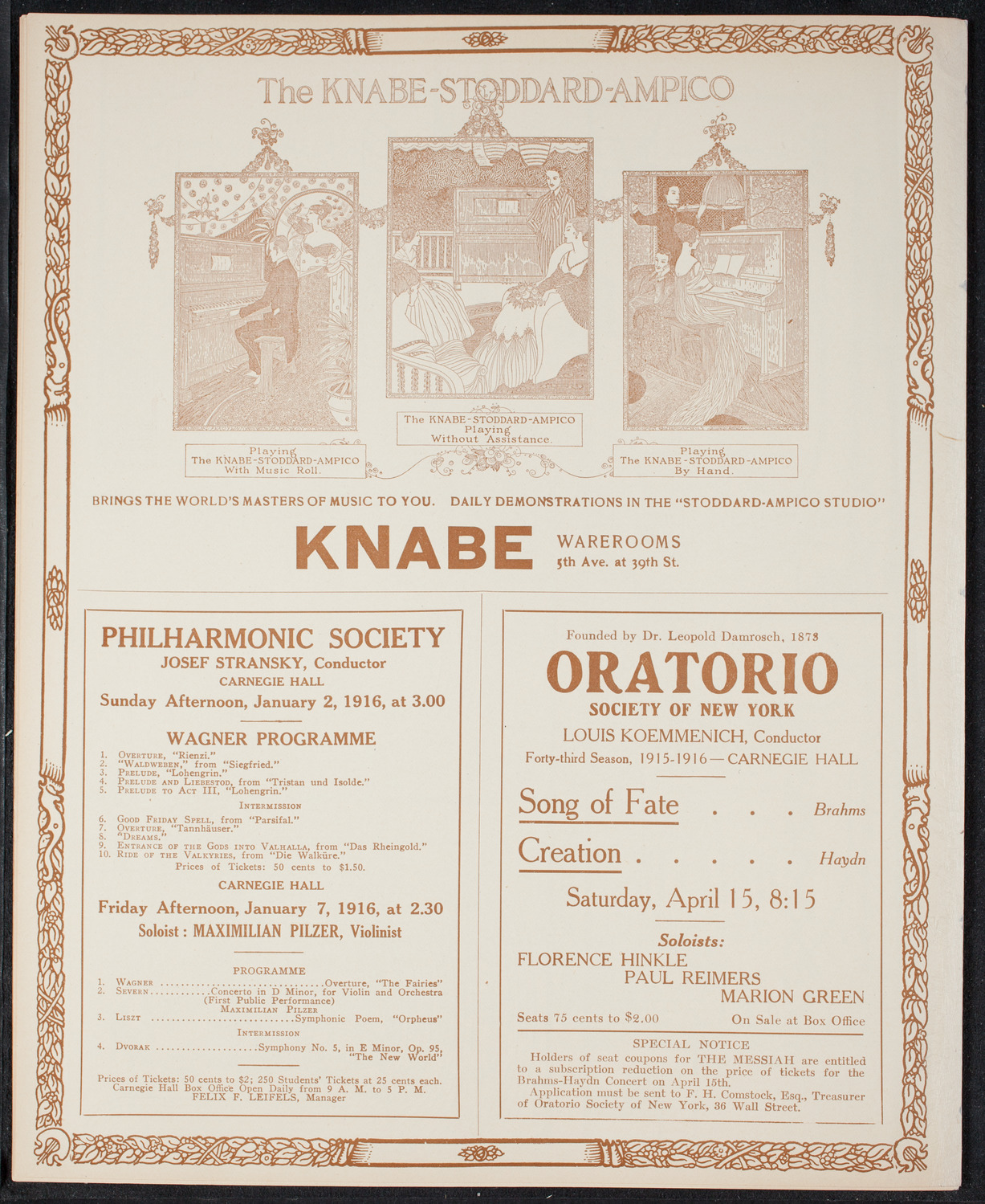Oratorio Society of New York, December 30, 1915, program page 12