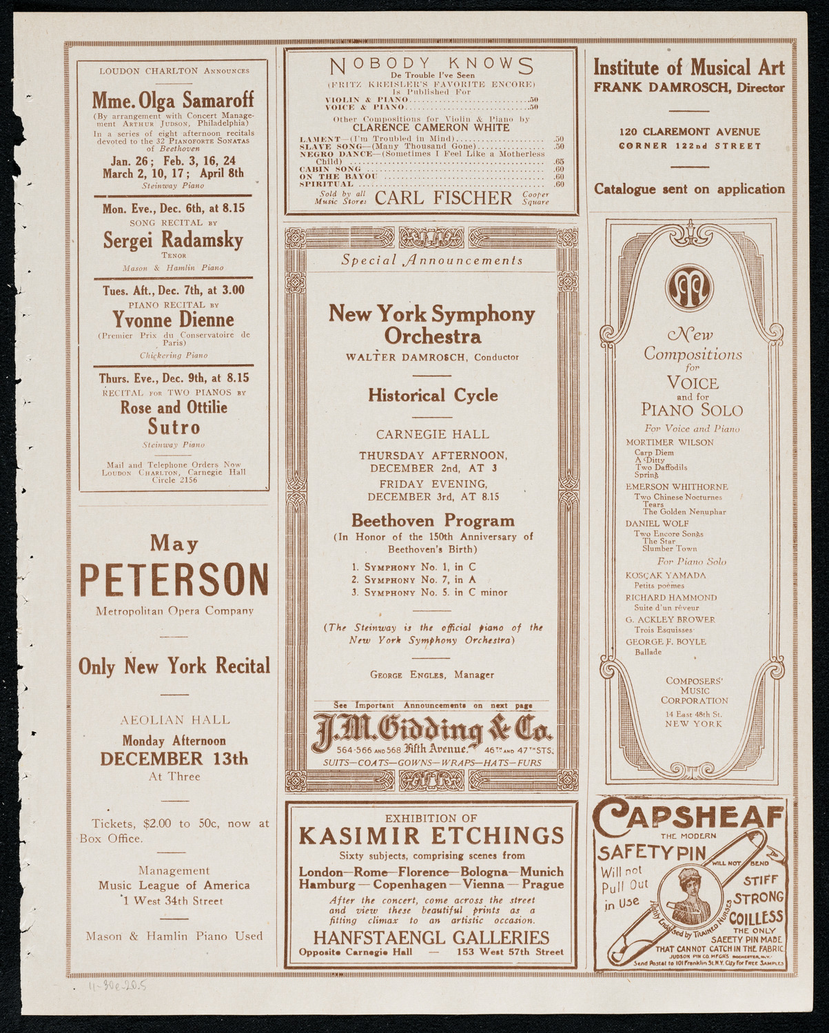 Philadelphia Orchestra, November 30, 1920, program page 9