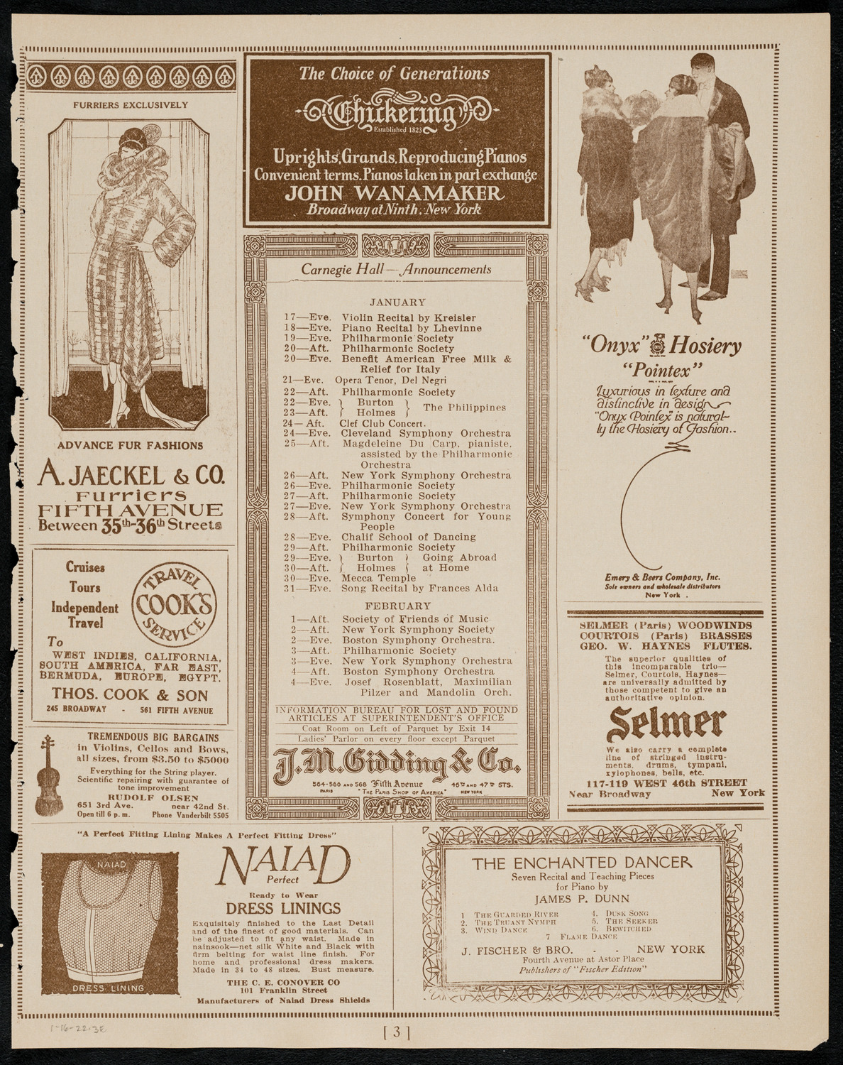 Elly Ney, Piano, and the New York Philharmonic, January 16, 1922, program page 3